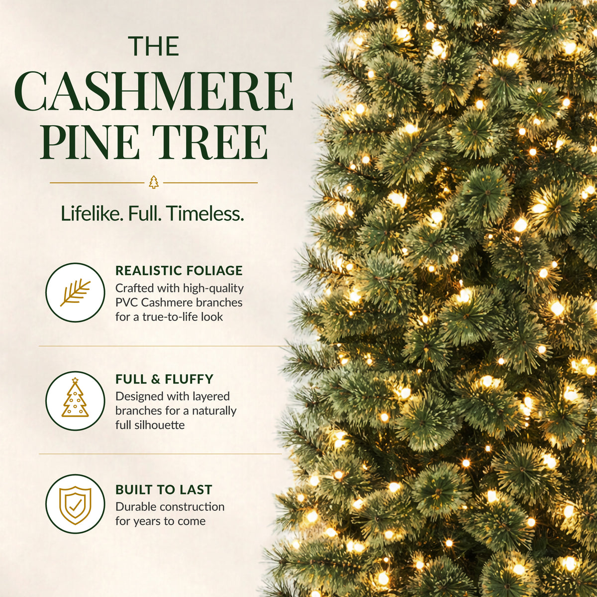 Pencil Cashmere Christmas Tree PreLit Decor Twinkling 2-in-1 LED Lights