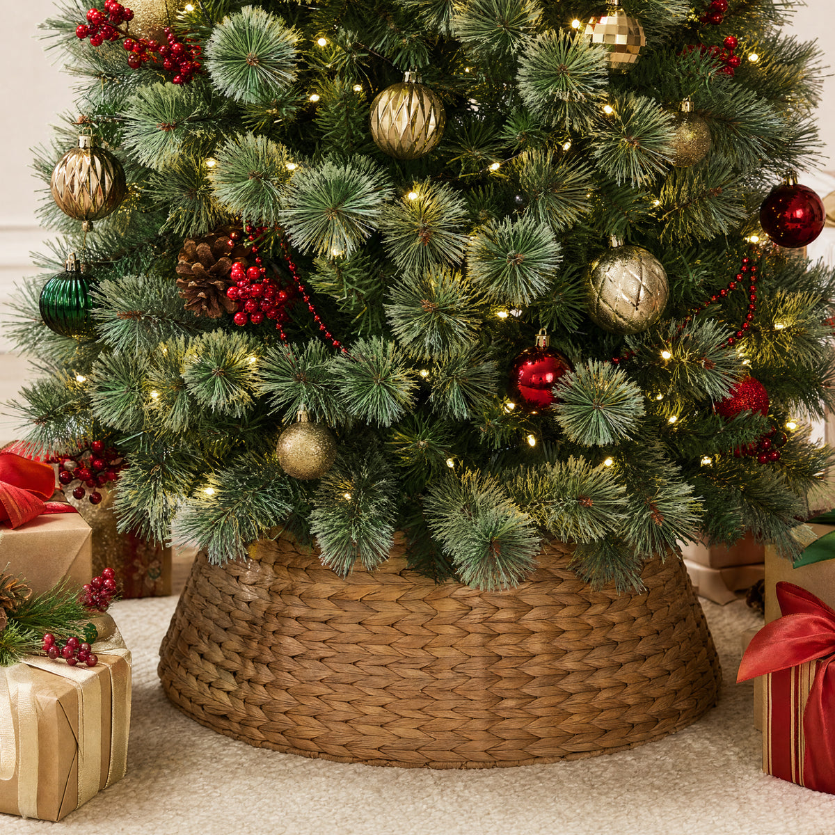 Pencil Cashmere Christmas Tree PreLit Decor Twinkling 2-in-1 LED Lights