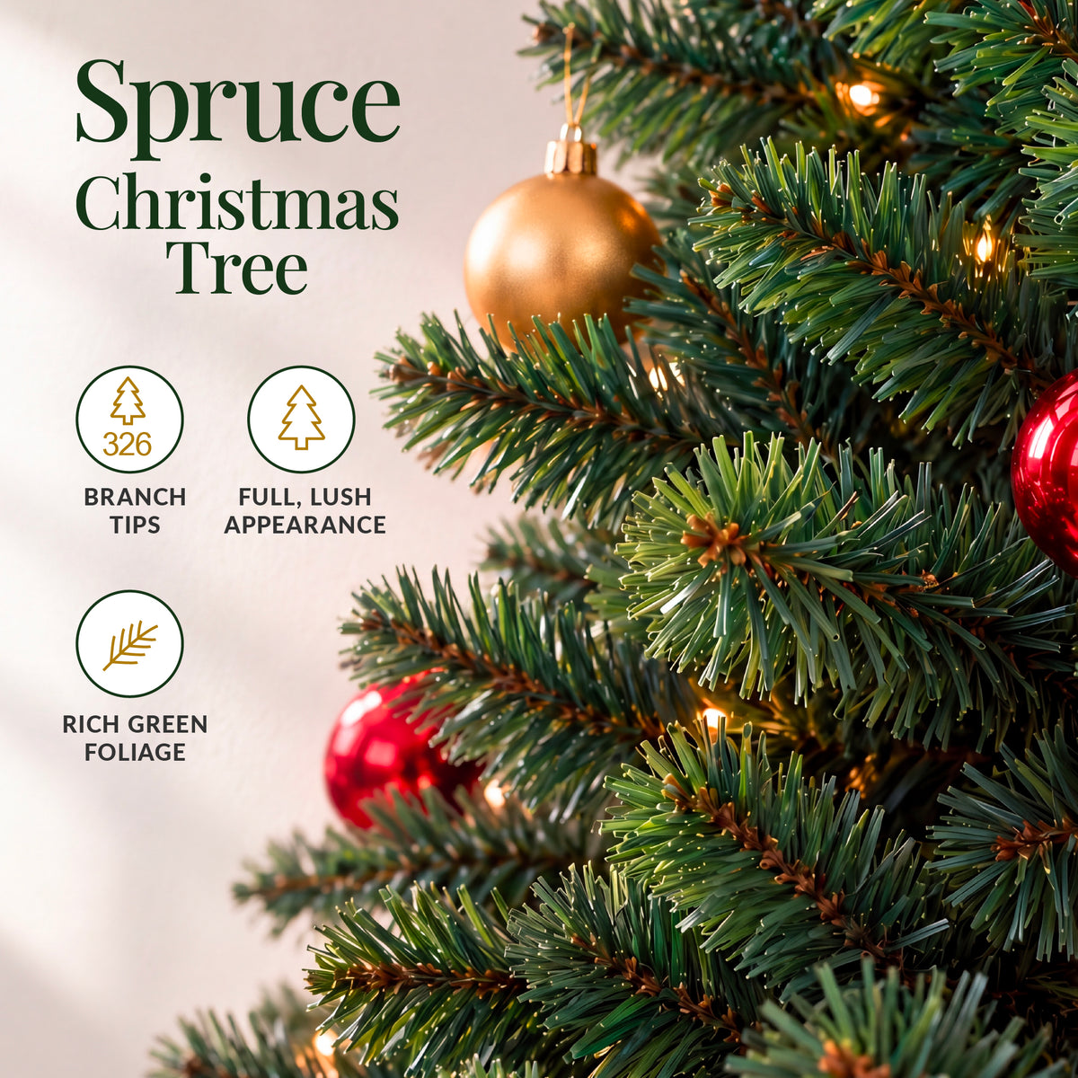 Artificial Christmas Tree, Slim Unlit Spruce Realistic w/ Base