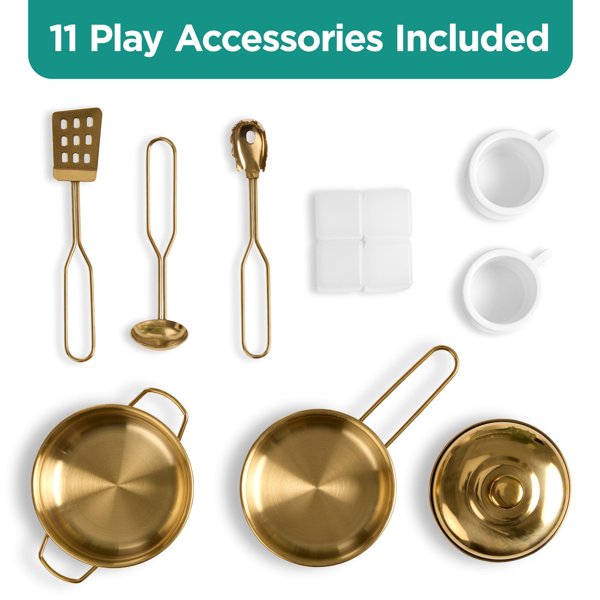 Kids Pretend Play Cottage Kitchen with 11 Accessories, Espresso Machine