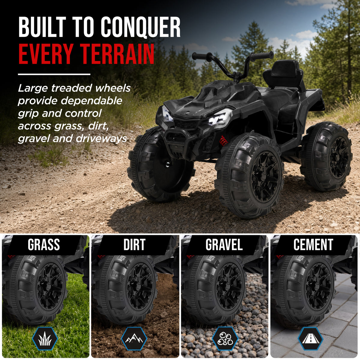 24V Ride-On Toy Kids Electric ATV with Dual Motors, Suspension, 4.5 MPH Max