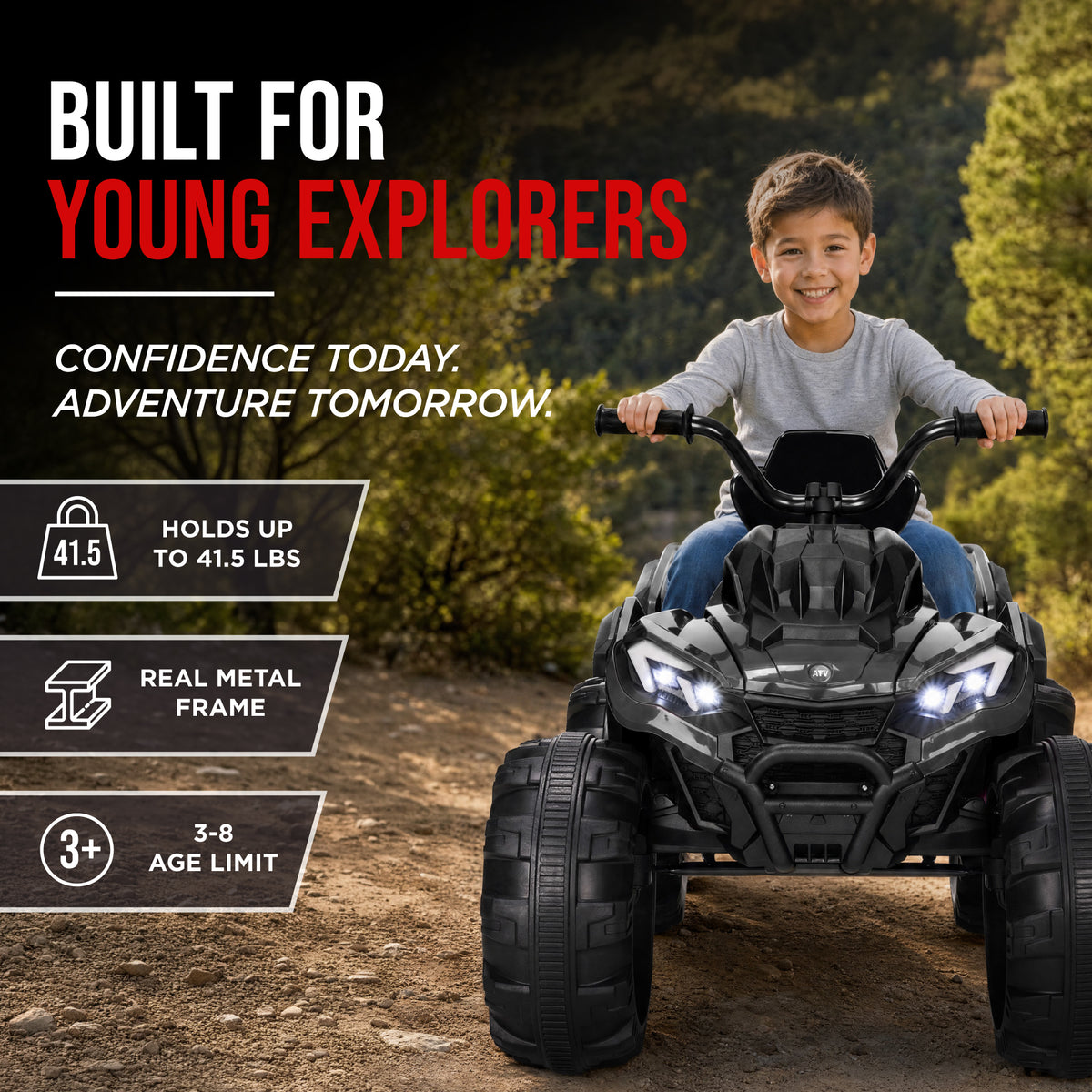 24V Ride-On Toy Kids Electric ATV with Dual Motors, Suspension, 4.5 MPH Max