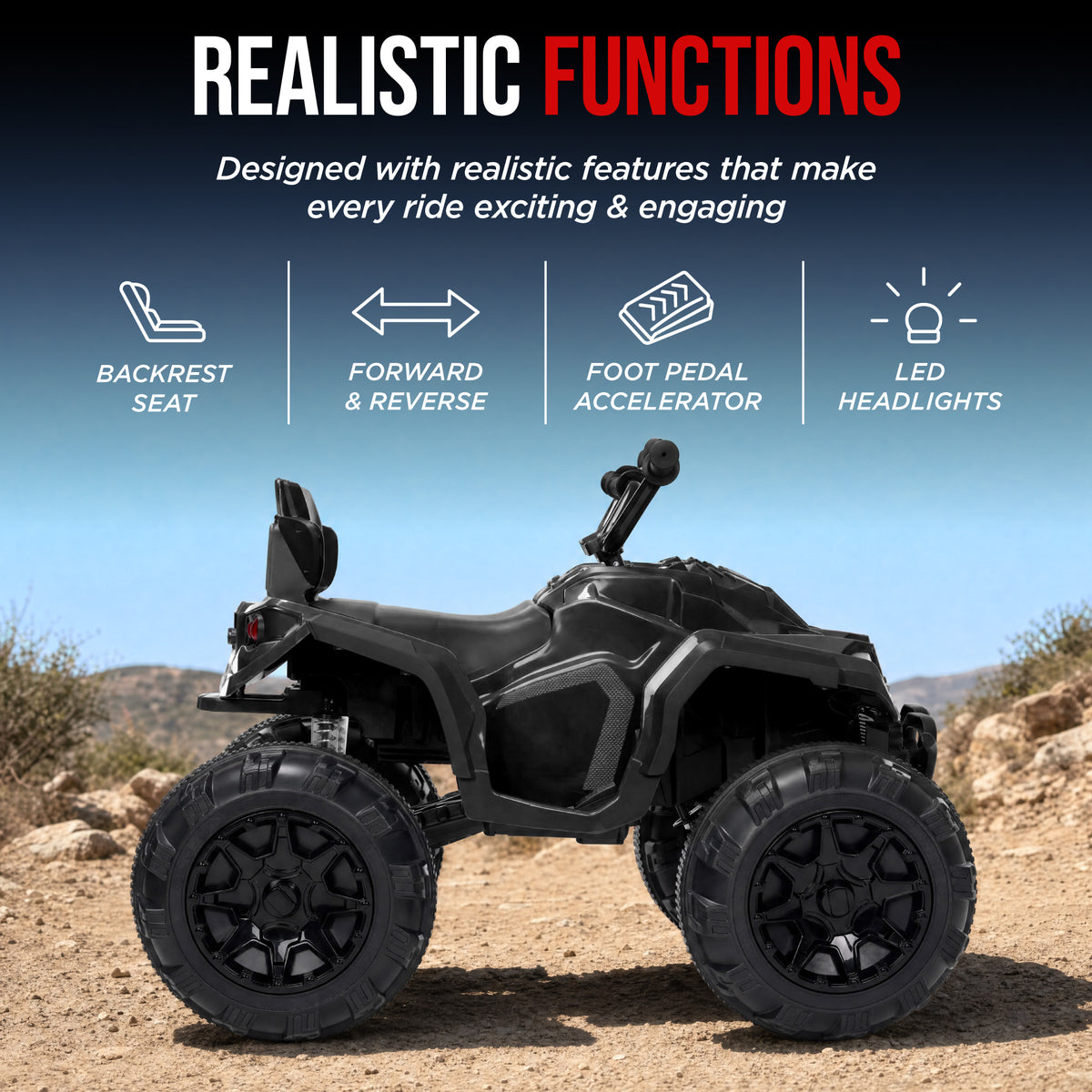 24V Ride-On Toy Kids Electric ATV with Dual Motors, Suspension, 4.5 MPH Max