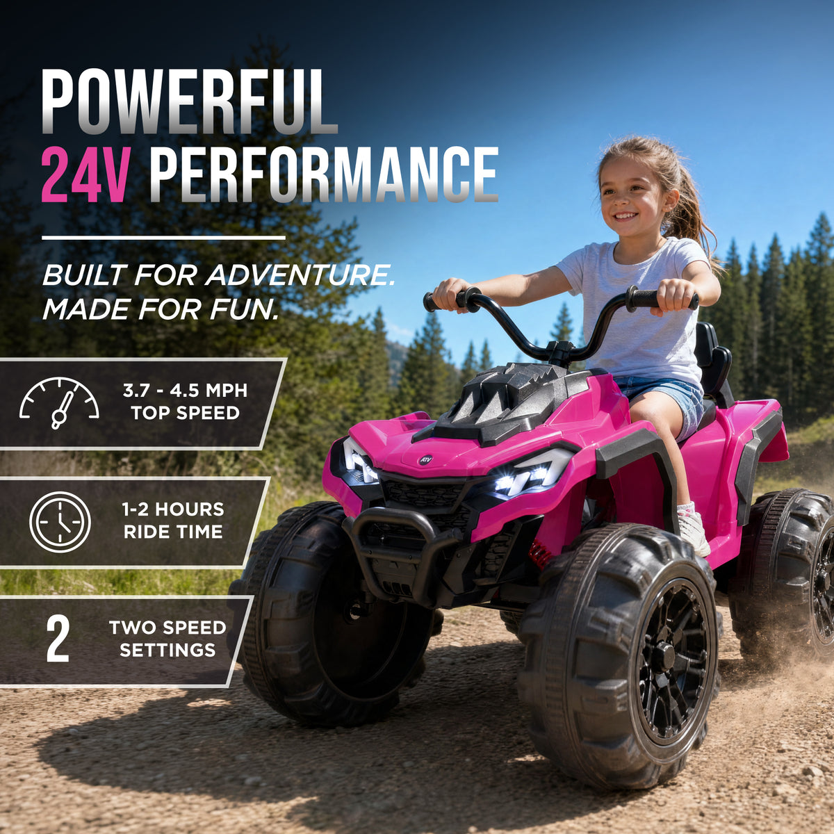 24V Ride-On Toy Kids Electric ATV with Dual Motors, Suspension, 4.5 MPH Max
