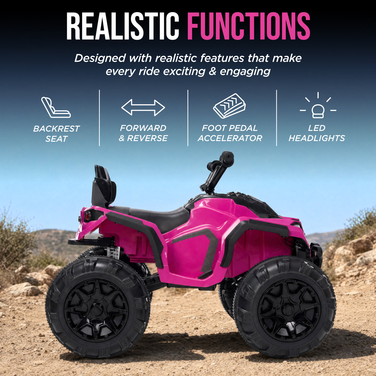 24V Ride-On Toy Kids Electric ATV with Dual Motors, Suspension, 4.5 MPH Max