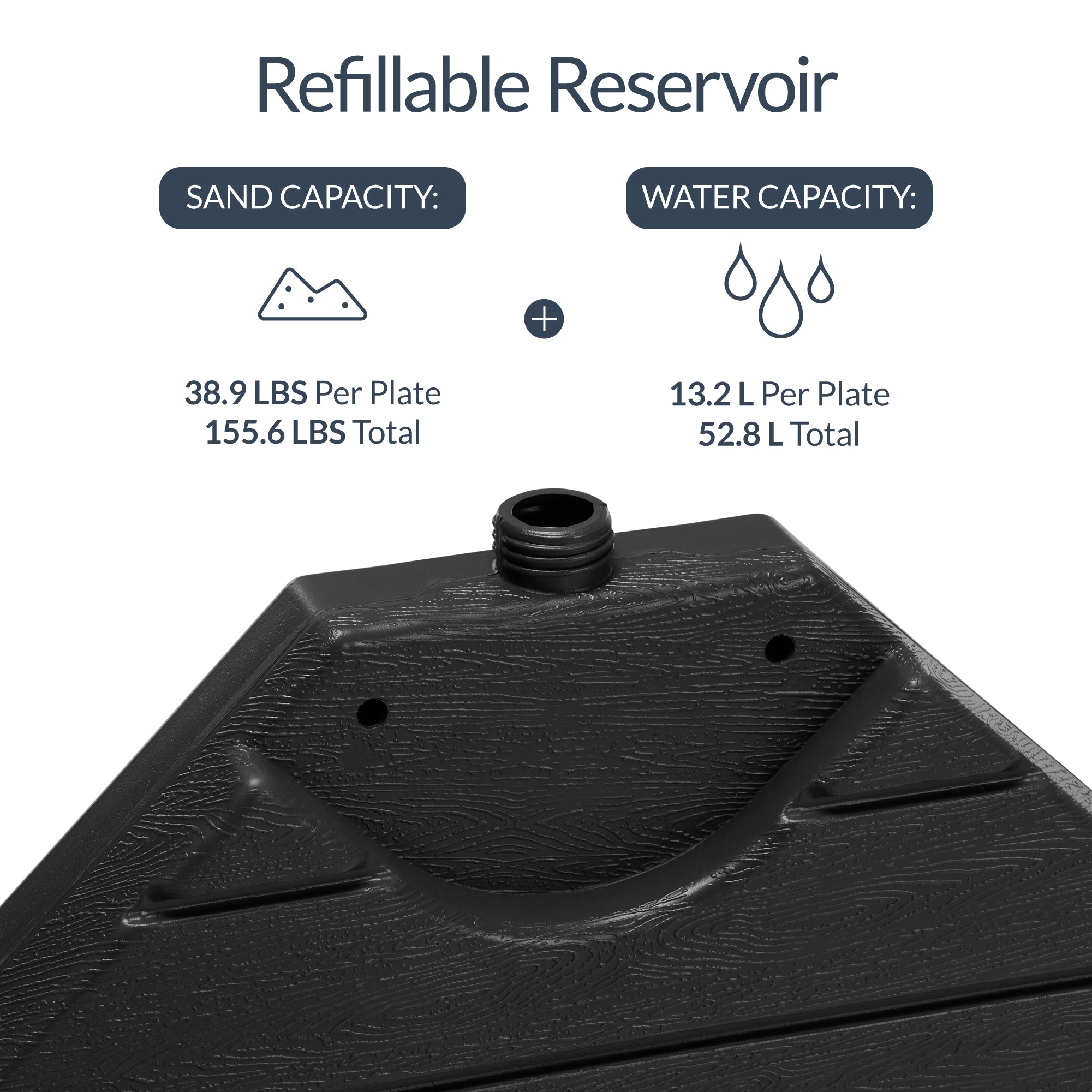 4-Piece Cantilever Umbrella Base Weight Set, Wood Grain Finish
