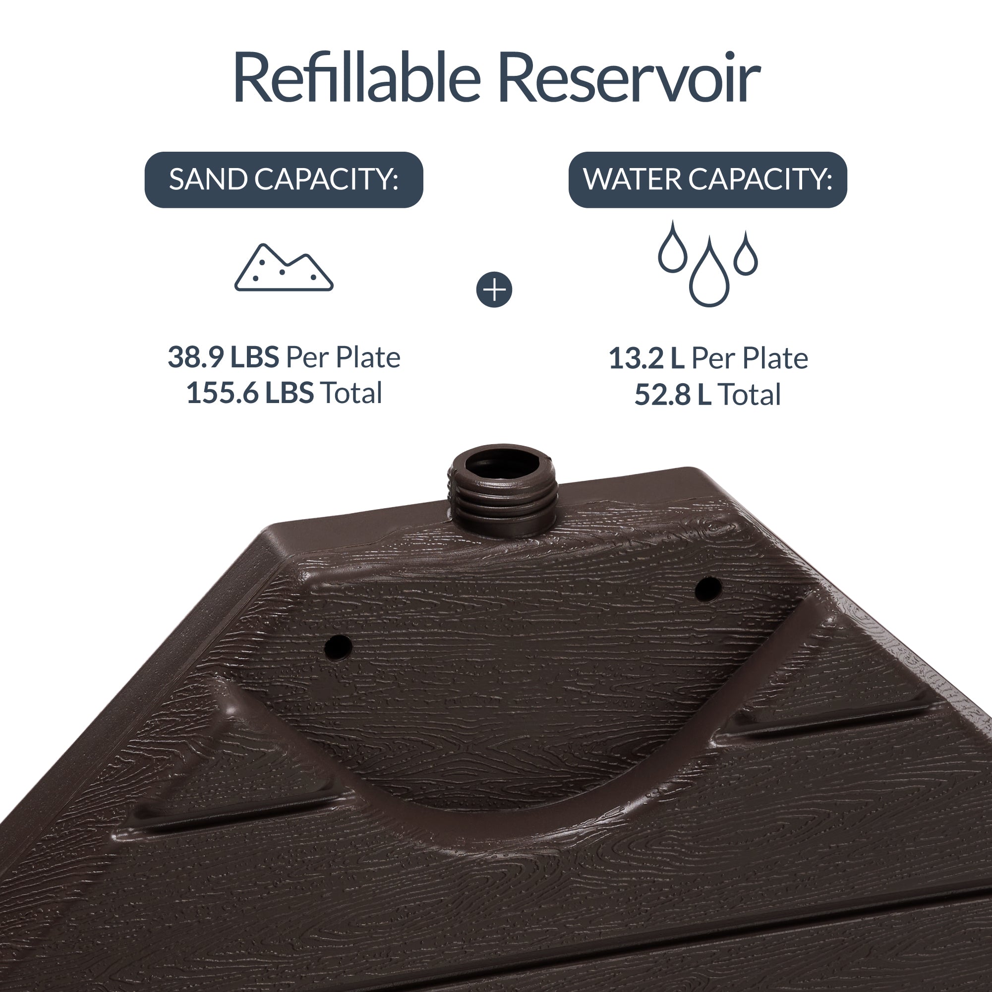 4-Piece Cantilever Umbrella Base Weight Set, Wood Grain Finish