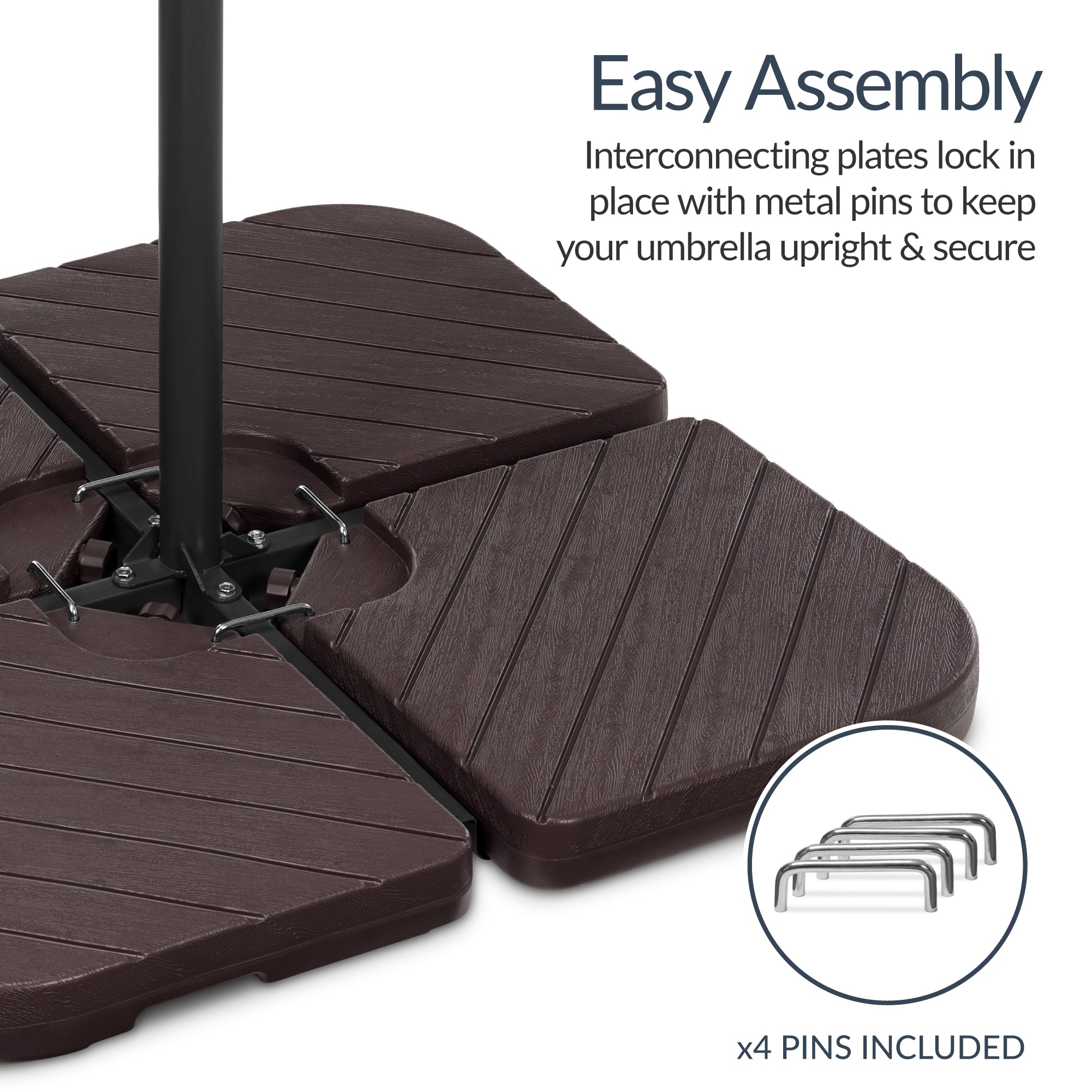 4-Piece Cantilever Umbrella Base Weight Set, Wood Grain Finish
