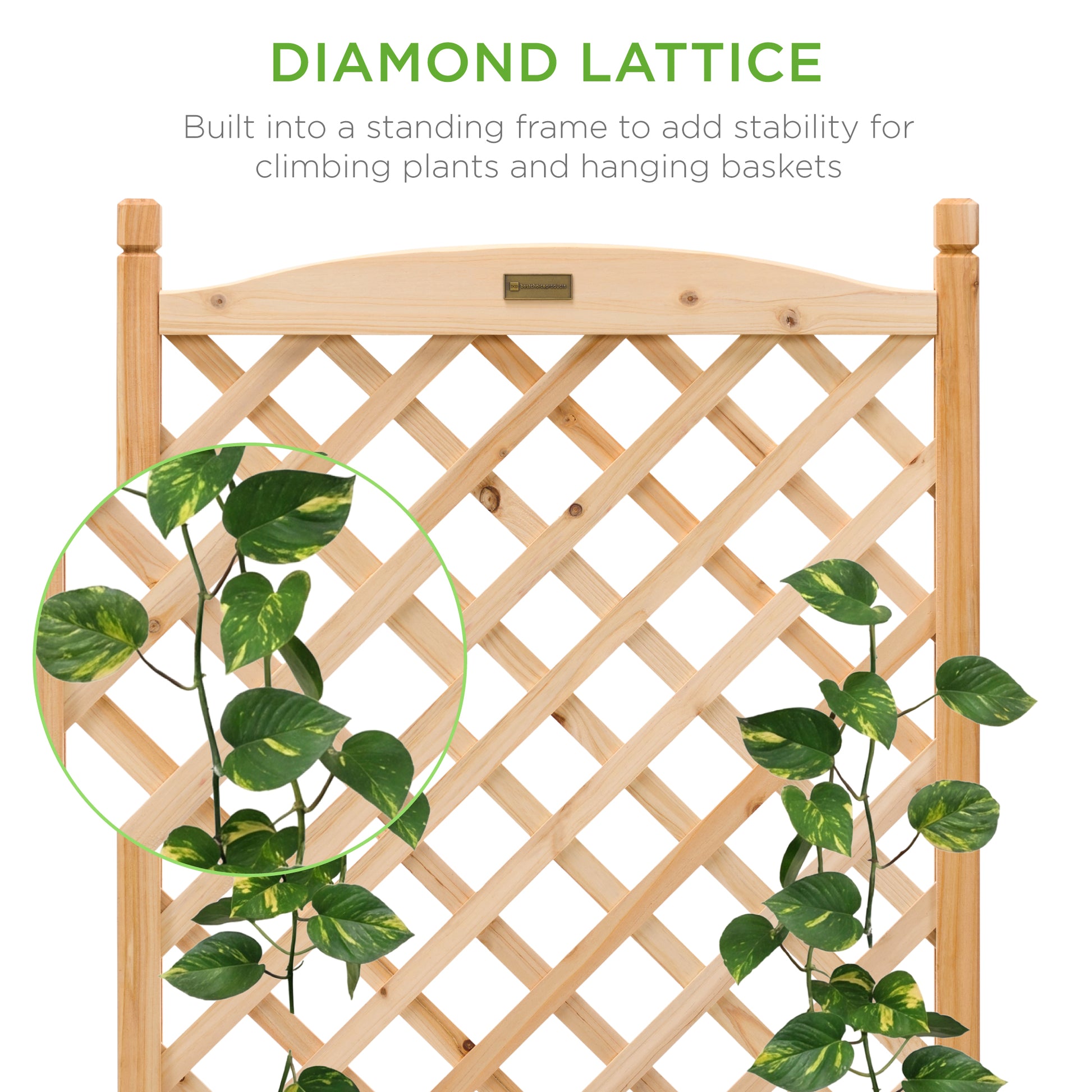 trellis hanging planter Best Choice Products Set of 2 48in Wood Planter Box & Diamond Lattice Trellis, w/ Drainage, Optional Wheels