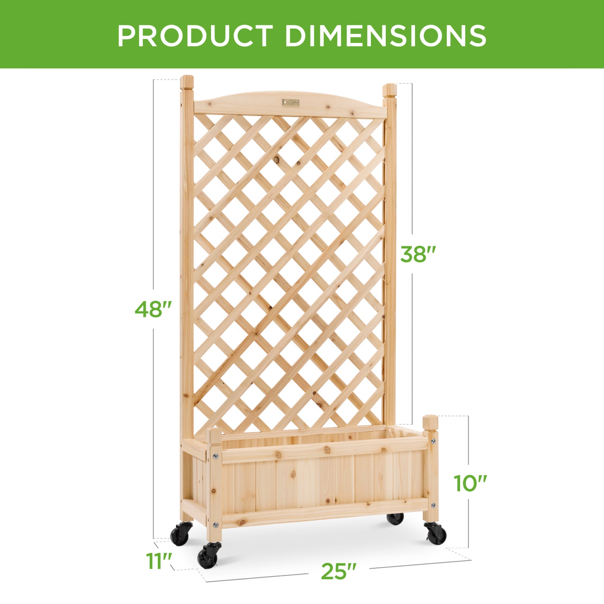 tall trellis planter Best Choice Products Set of 2 48in Wood Planter Box & Diamond Lattice Trellis, w/ Drainage, Optional Wheels