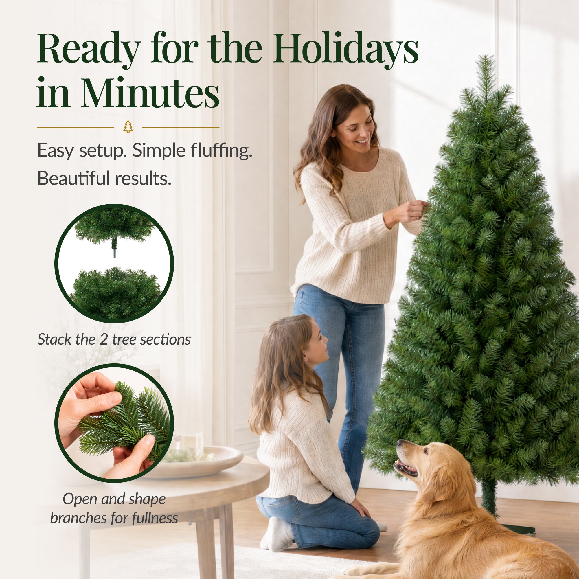Artificial Christmas Tree, Slim Unlit Spruce Realistic w/ Base
