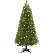 Artificial Christmas Tree, Slim Pre-lit Spruce Realistic w/ Base