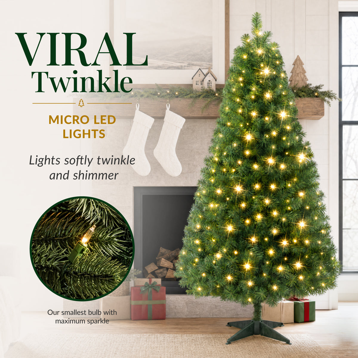 Artificial Christmas Tree, Slim Pre-lit Spruce Realistic w/ Base