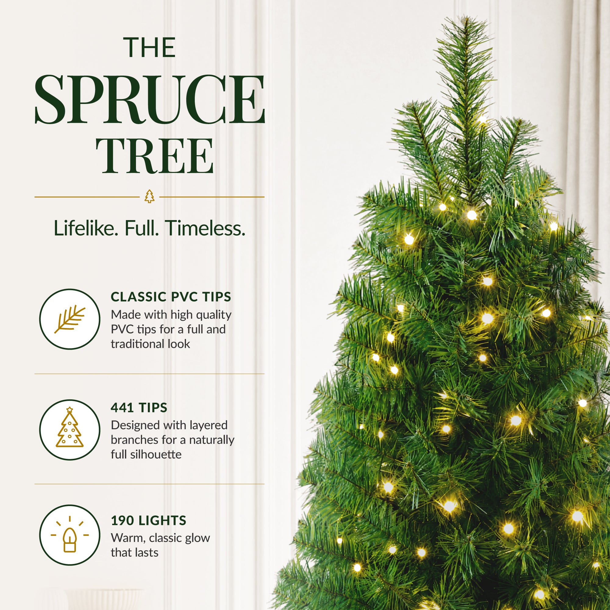 Artificial Christmas Tree, Slim Pre-lit Spruce Realistic w/ Base