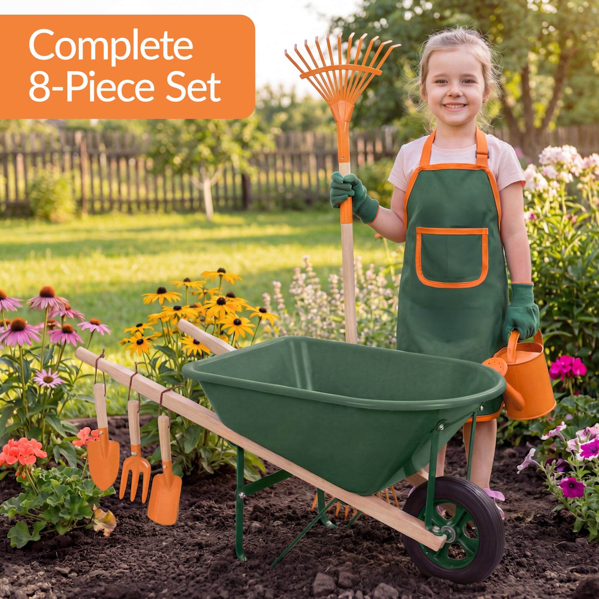childrens wheelbarrow and garden tool set Kids Wheelbarrow and 8pc Gardening Tool Set – Best Choice Products