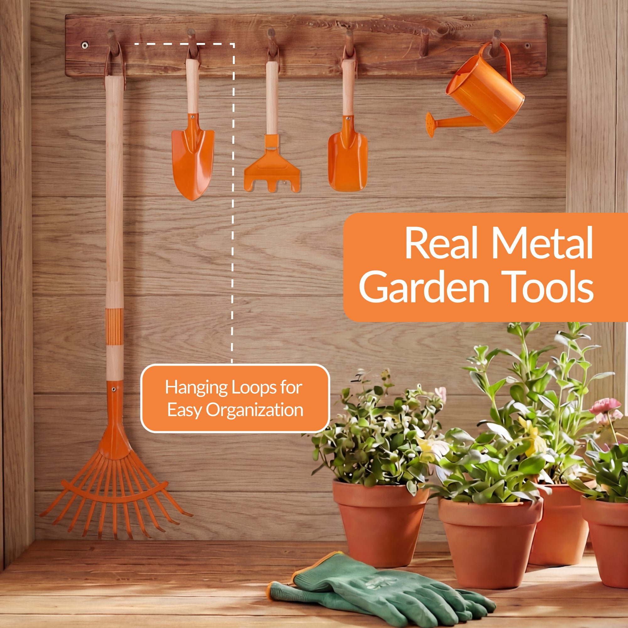 Kids Wheelbarrow and 8pc Gardening Tool Set