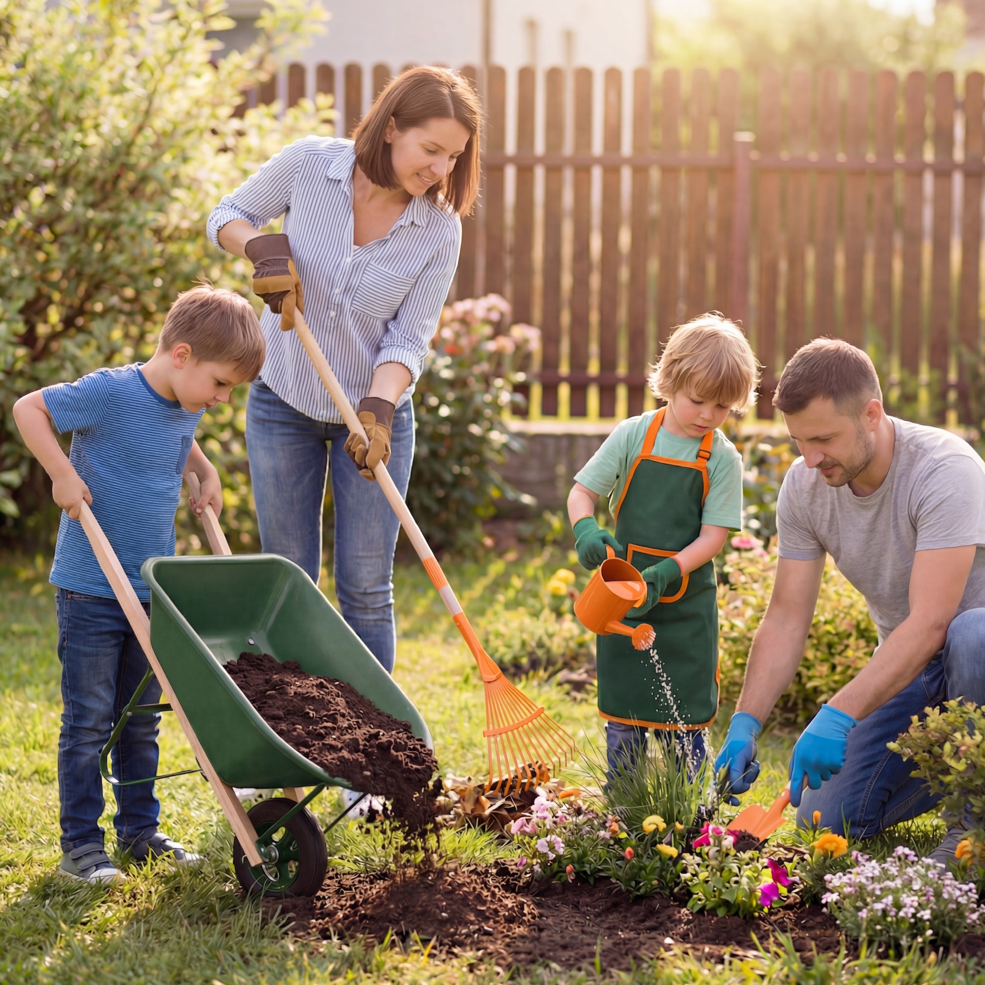 Kids Wheelbarrow and 8pc Gardening Tool Set