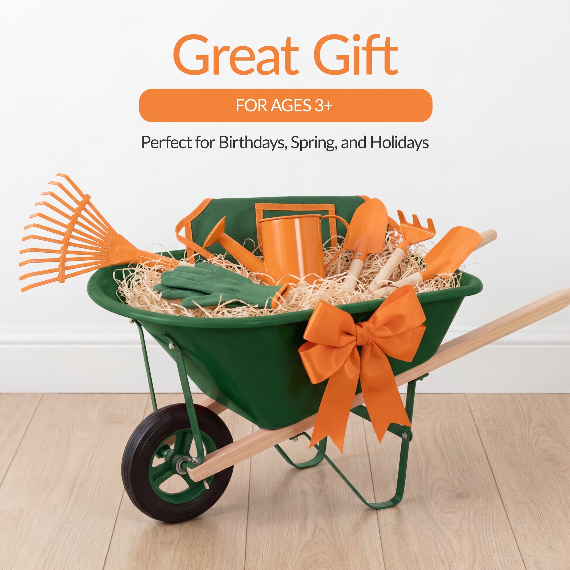 Kids Wheelbarrow and 8pc Gardening Tool Set