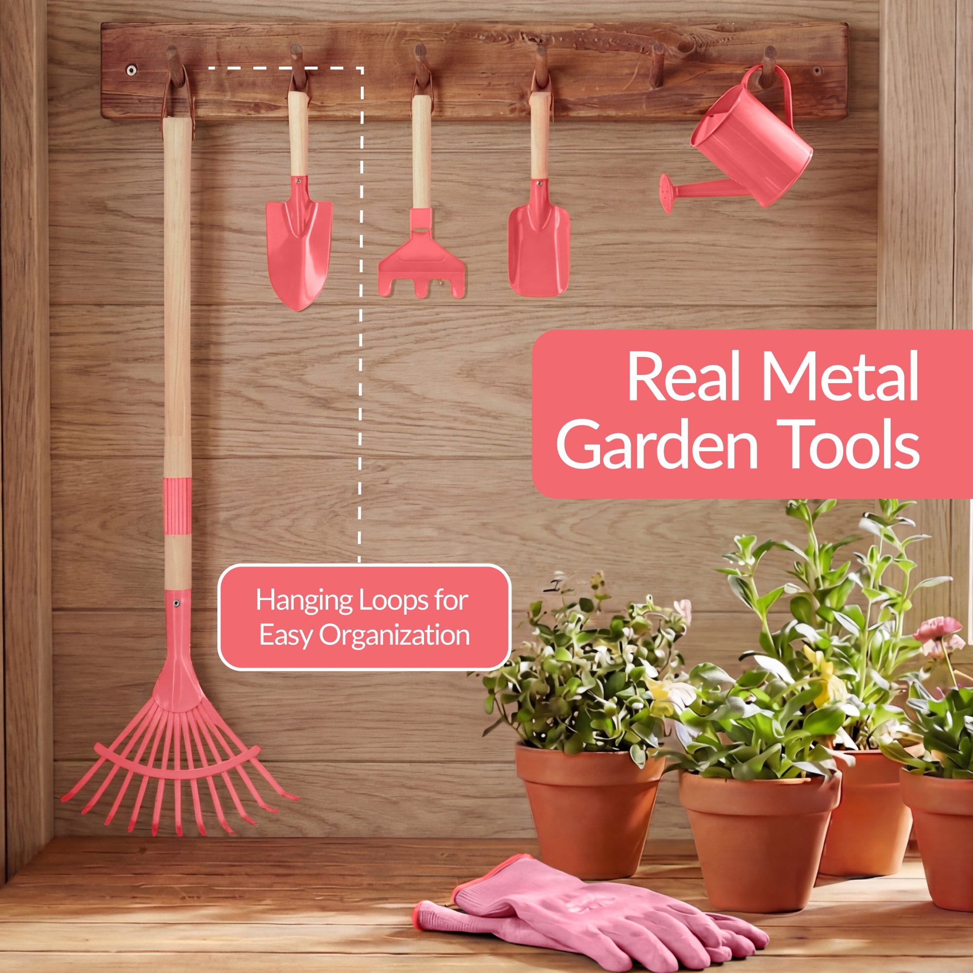 Kids Wheelbarrow and 8pc Gardening Tool Set