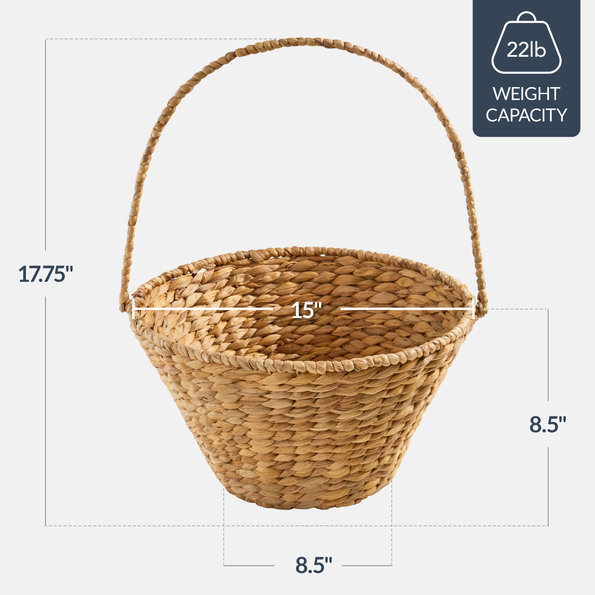 Easter Basket, Large Woven Easter Basket for Kids w/ Collapsible Handle