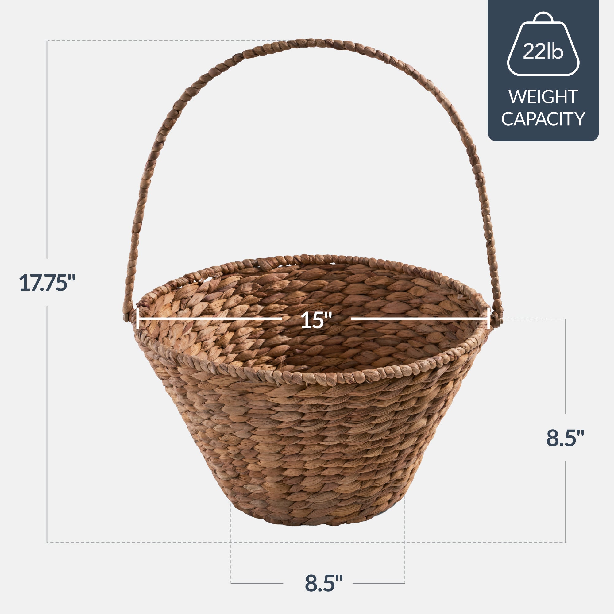 Easter Basket, Large Woven Easter Basket for Kids w/ Collapsible Handle