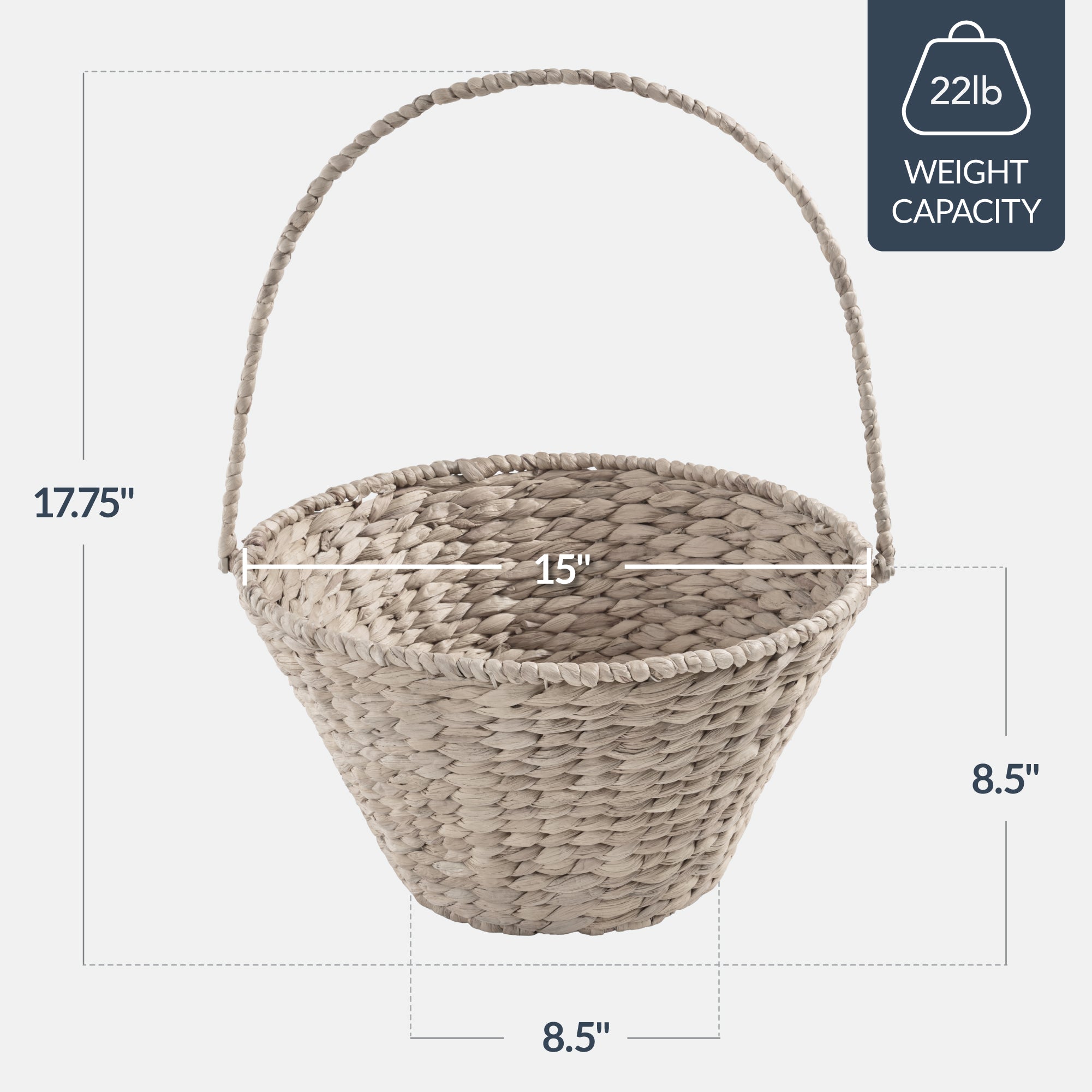Easter Basket, Large Woven Easter Basket for Kids w/ Collapsible Handle