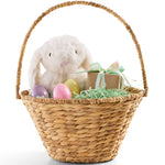 Easter Basket, Small Woven Easter Basket for Kids w/ Collapsible Handle