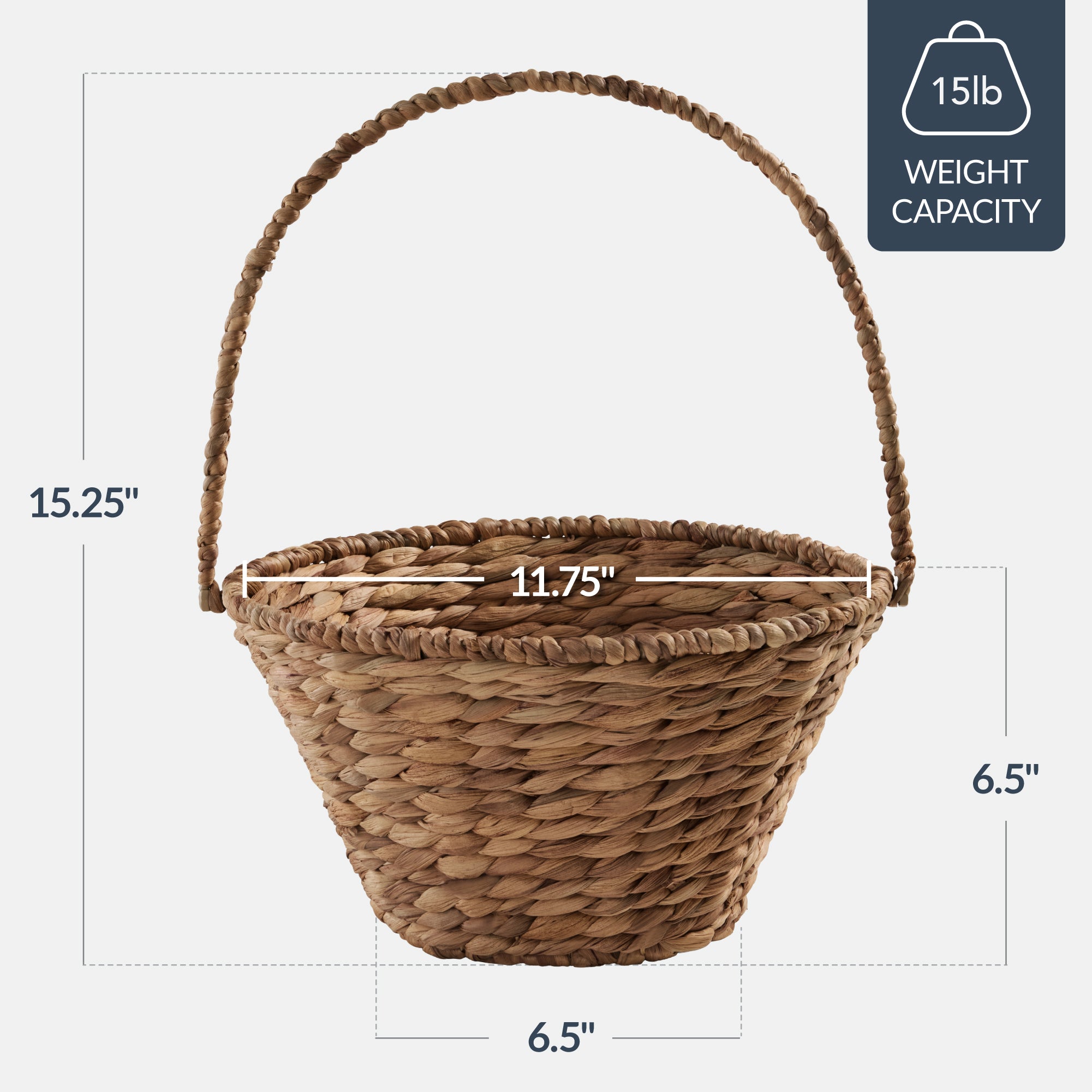 Easter Basket, Small Woven Easter Basket for Kids w/ Collapsible Handle