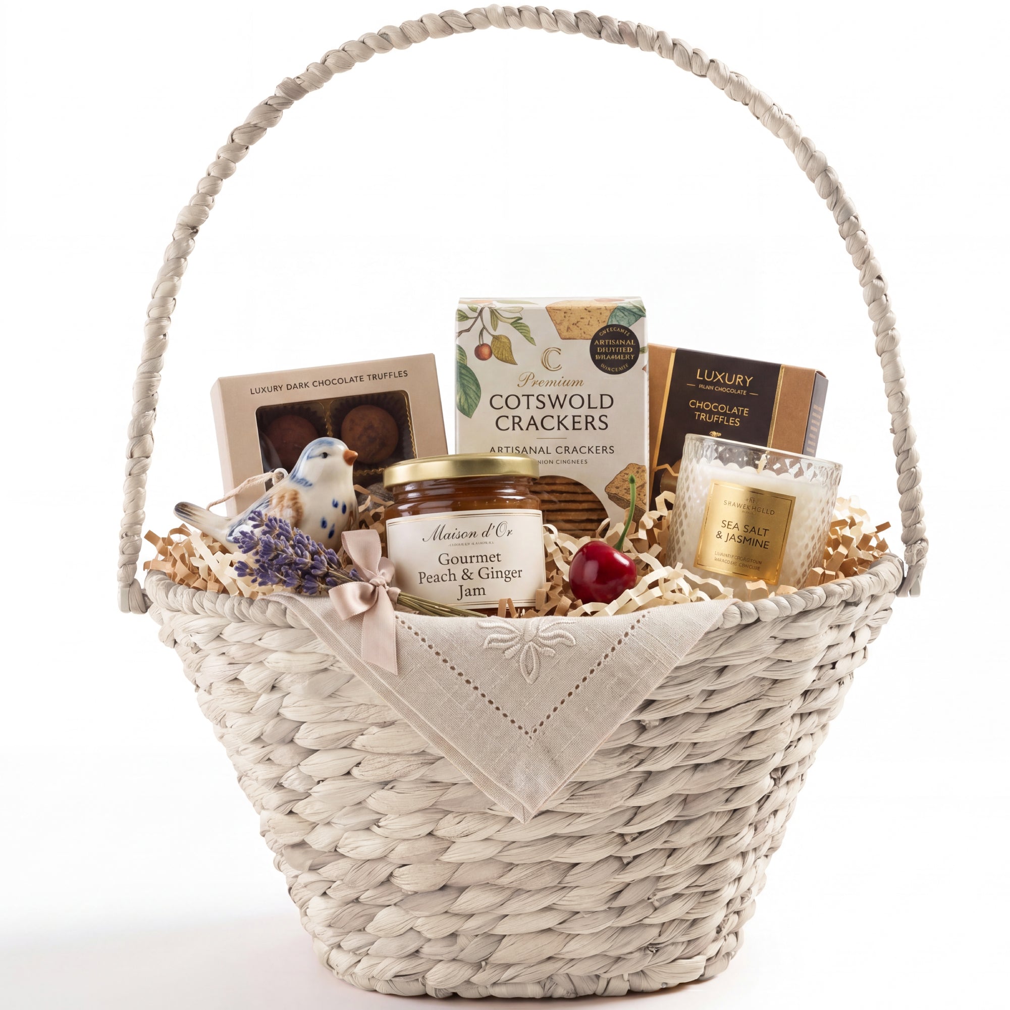 Handwoven Medium Mother's Day Gift Basket, 20in Basket w/Collapsible Handle