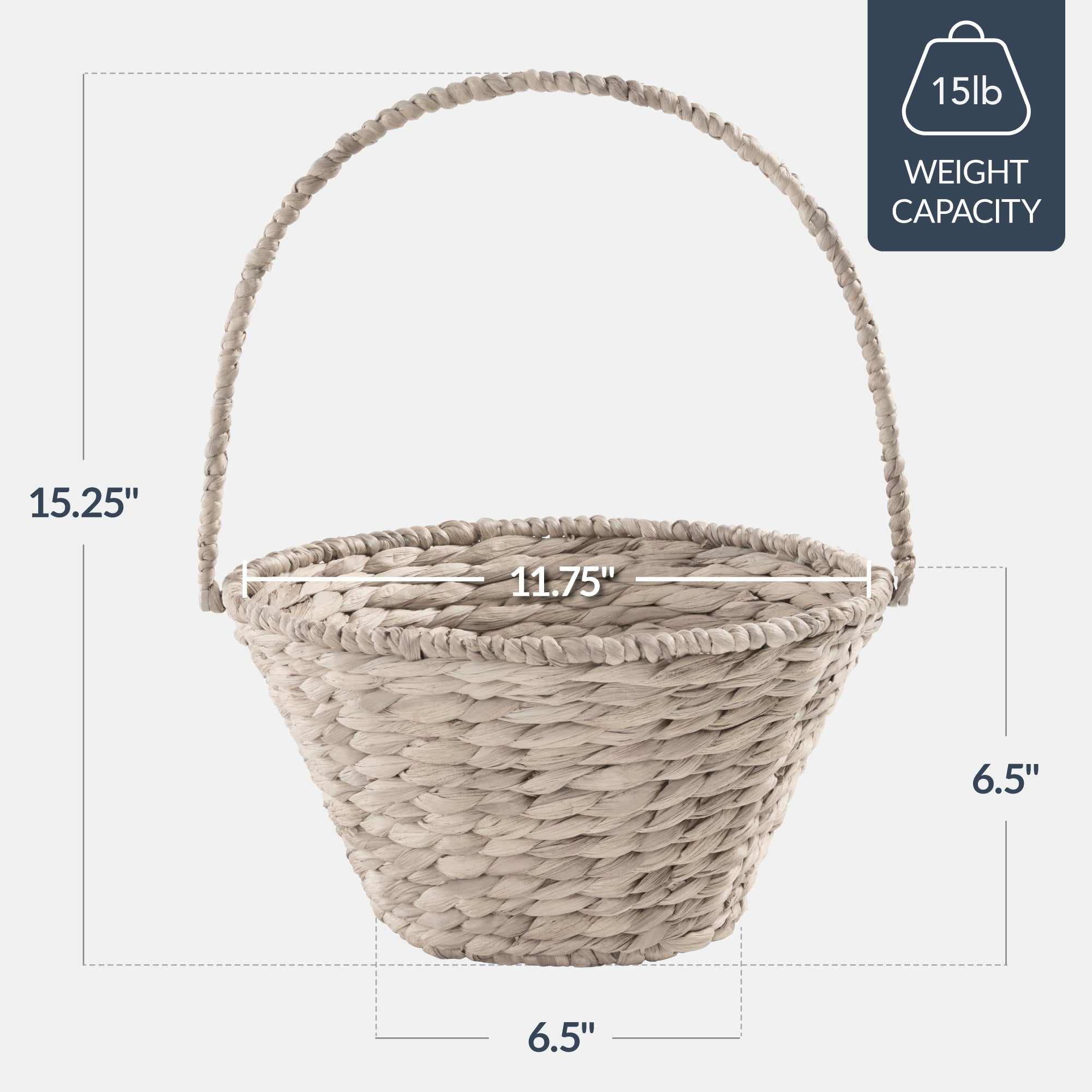 Handwoven Medium Mother's Day Gift Basket, 20in Basket w/Collapsible Handle