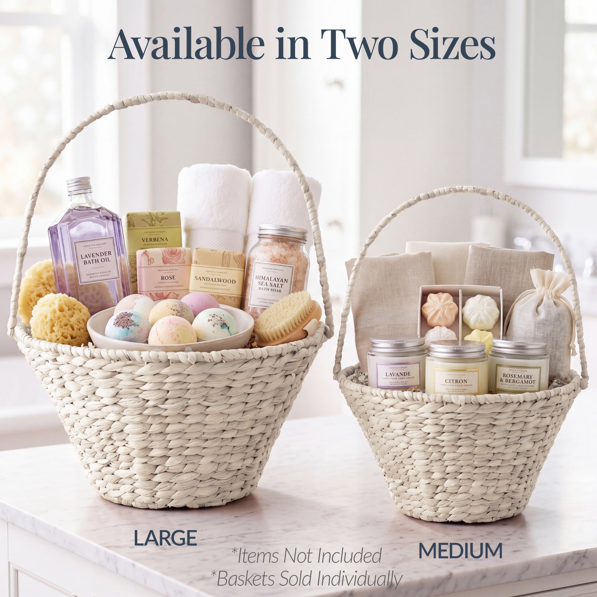 Handwoven Medium Mother's Day Gift Basket, 20in Basket w/Collapsible Handle