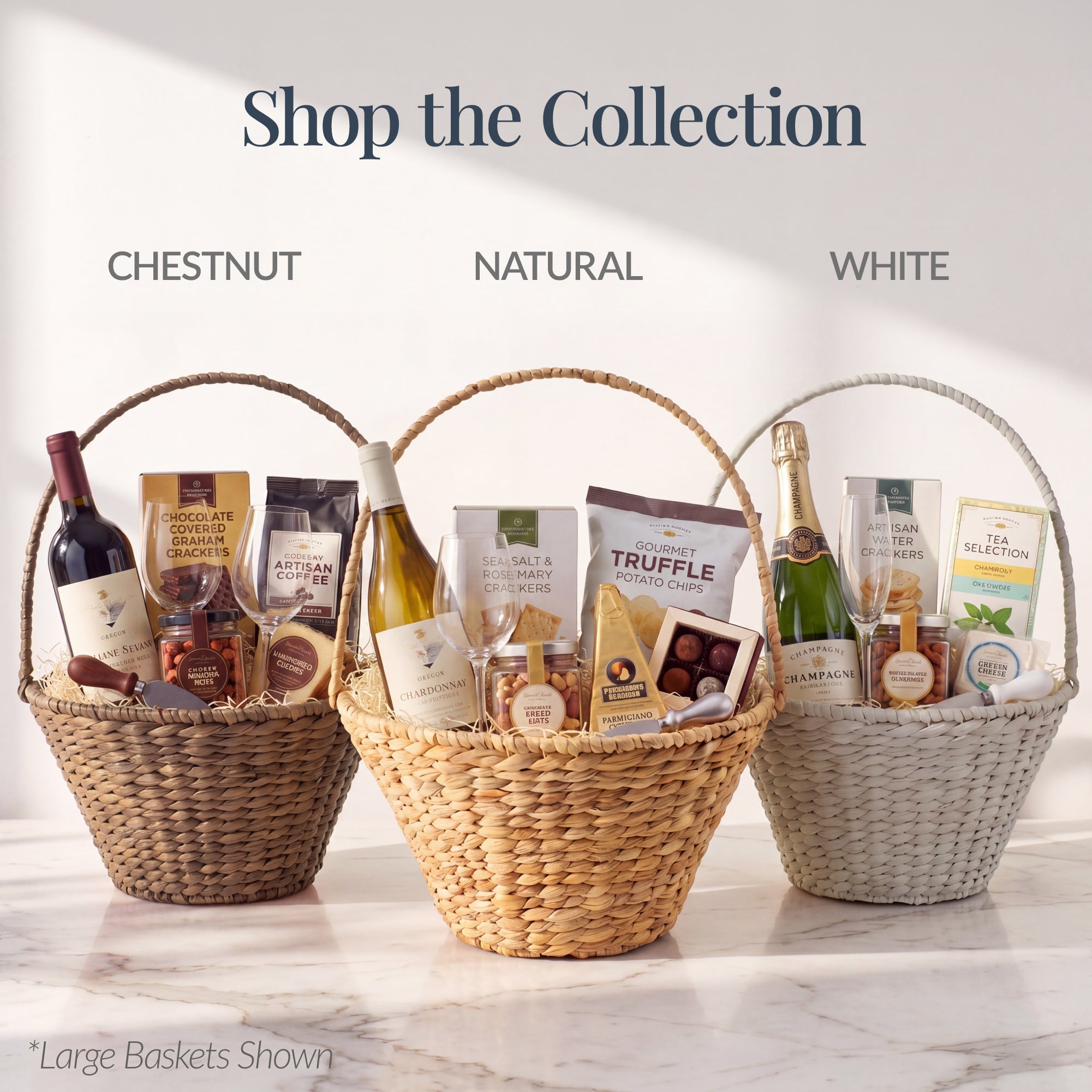 Handwoven Medium Mother's Day Gift Basket, 20in Basket w/Collapsible Handle