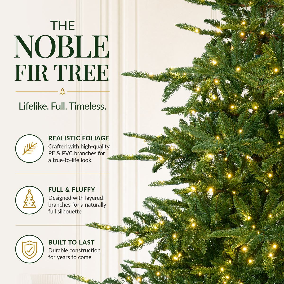 Pre-Lit Artificial Noblecrest Fir Christmas Tree Holiday Decor