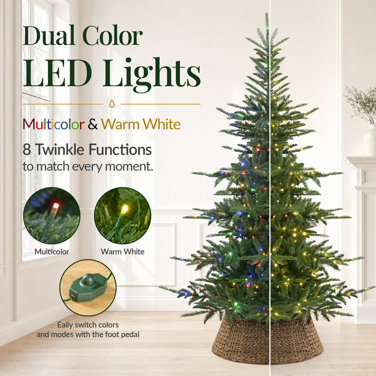 Pre-Lit Artificial Noblecrest Fir Christmas Tree Holiday Decor