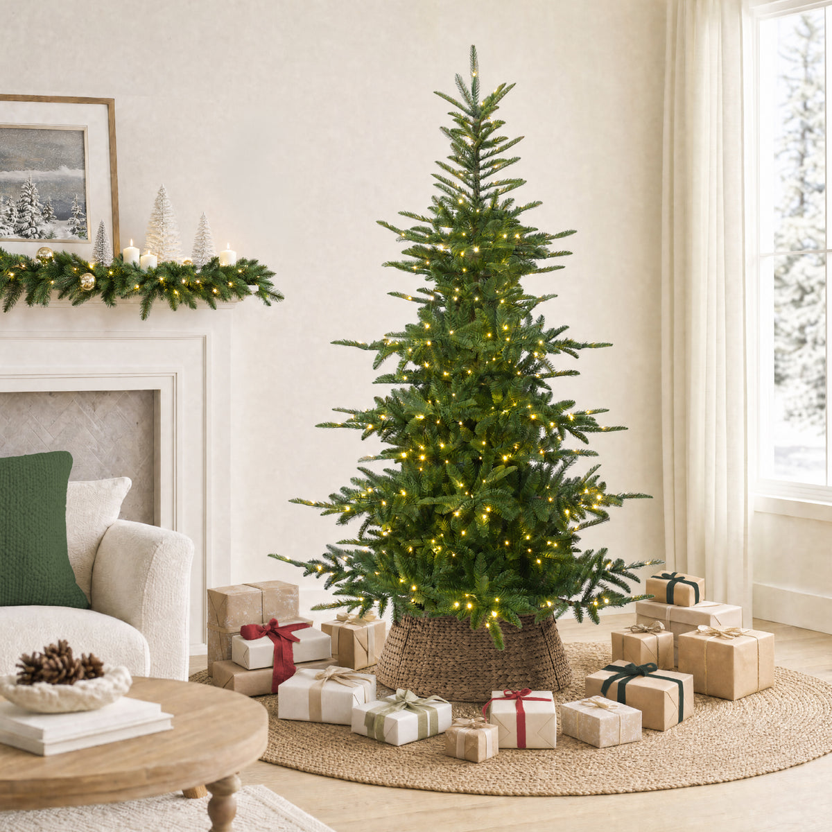 Pre-Lit Artificial Noblecrest Fir Christmas Tree Holiday Decor