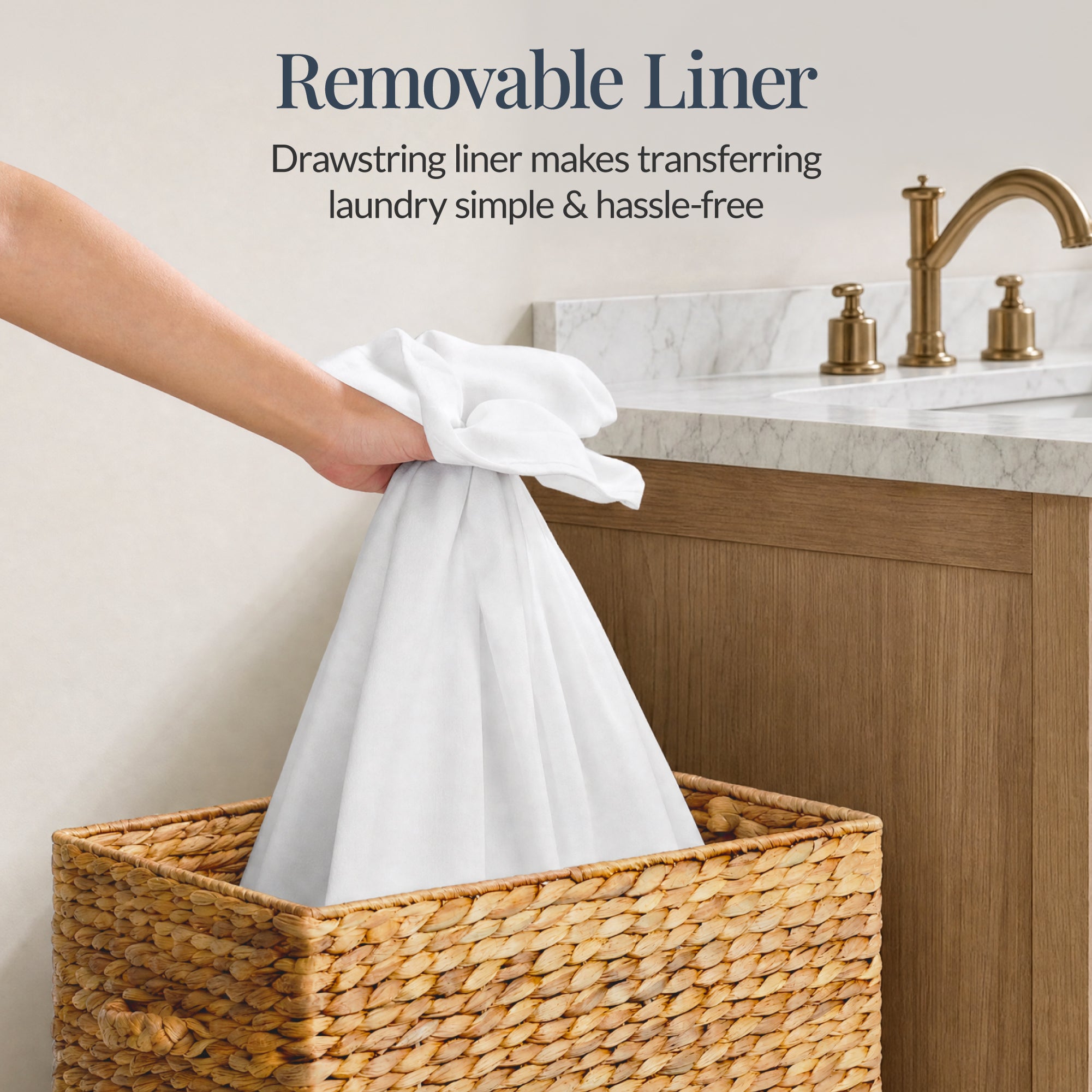 Medium Laundry Hamper W/ Wheels, Woven Laundry Basket, W/ Liner, 24 Gallon