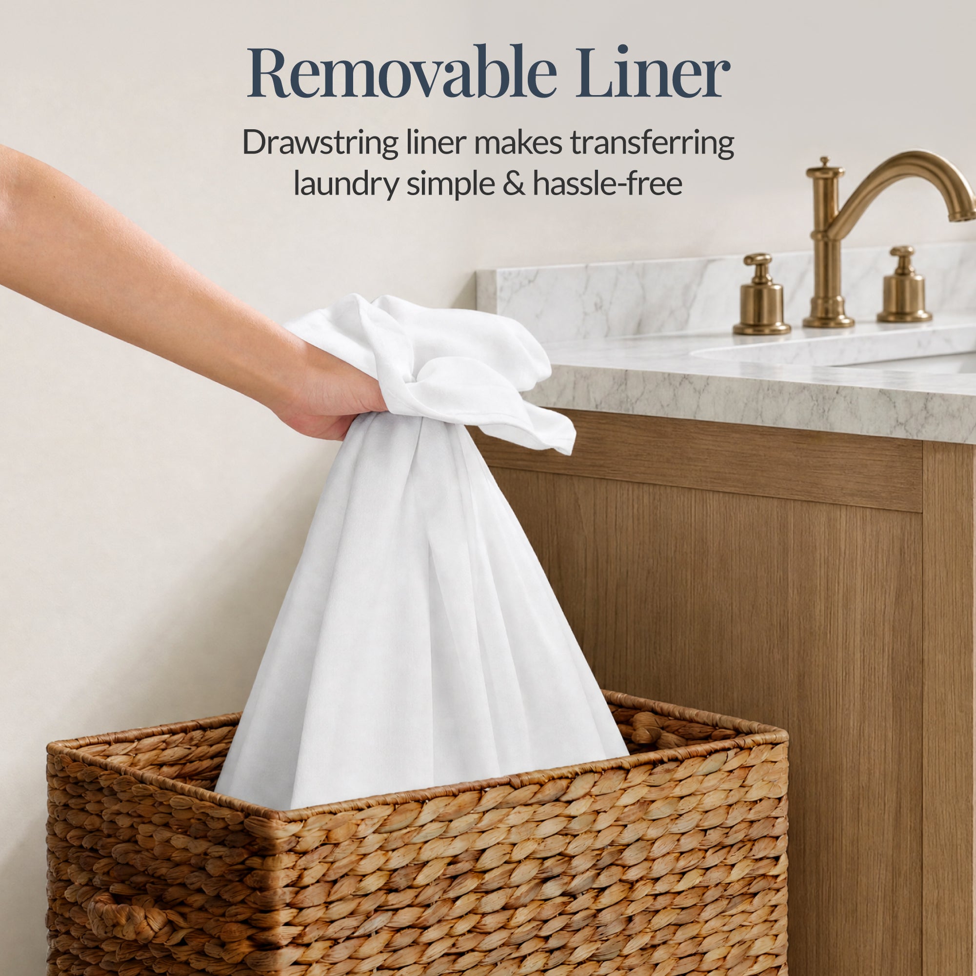 Medium Laundry Hamper W/ Wheels, Woven Laundry Basket, W/ Liner, 24 Gallon