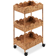 3-Tier Scalloped Rolling Nursery Caddy w/Wheels, Storage Utility Cart