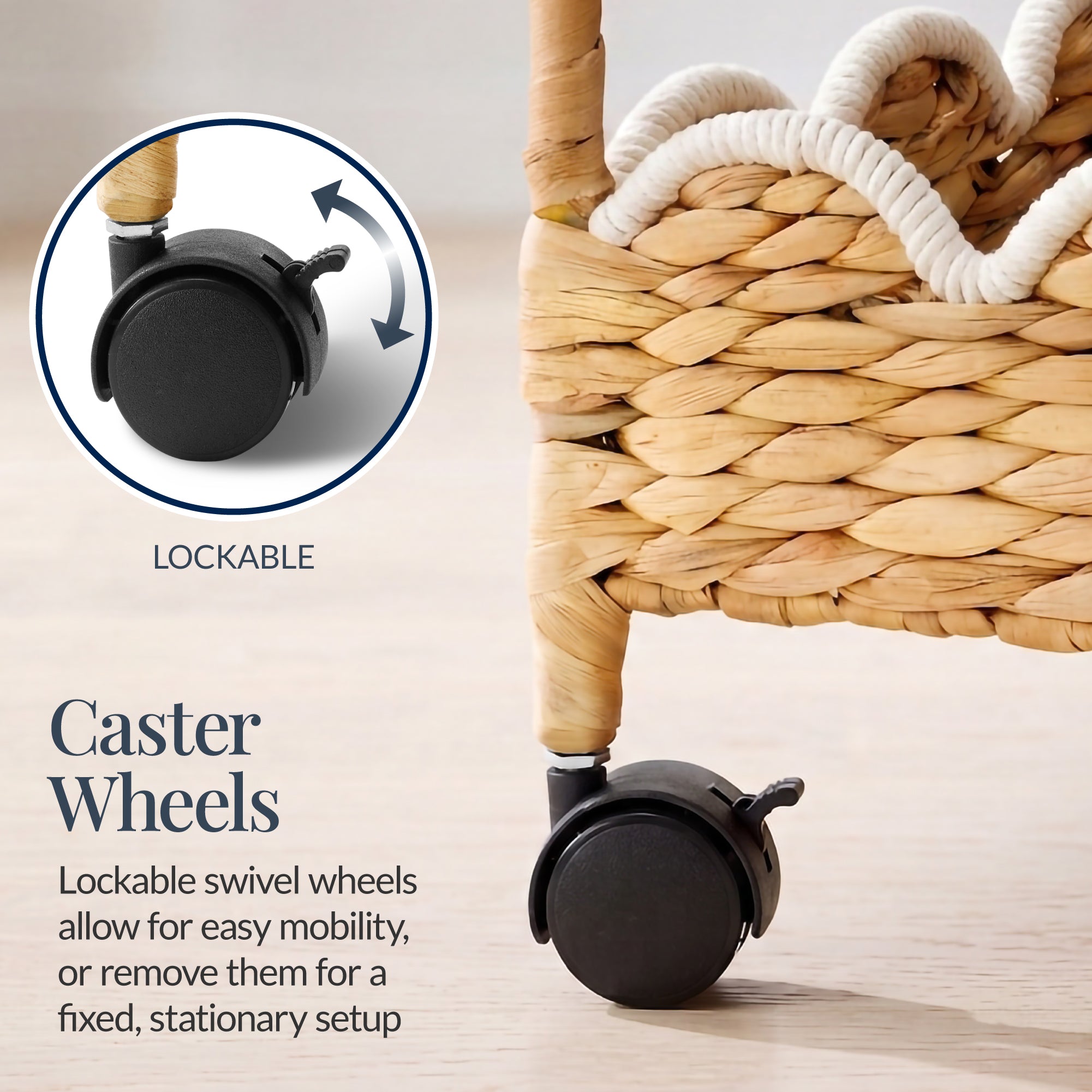 3-Tier Scalloped Rolling Nursery Caddy w/Wheels, Storage Utility Cart