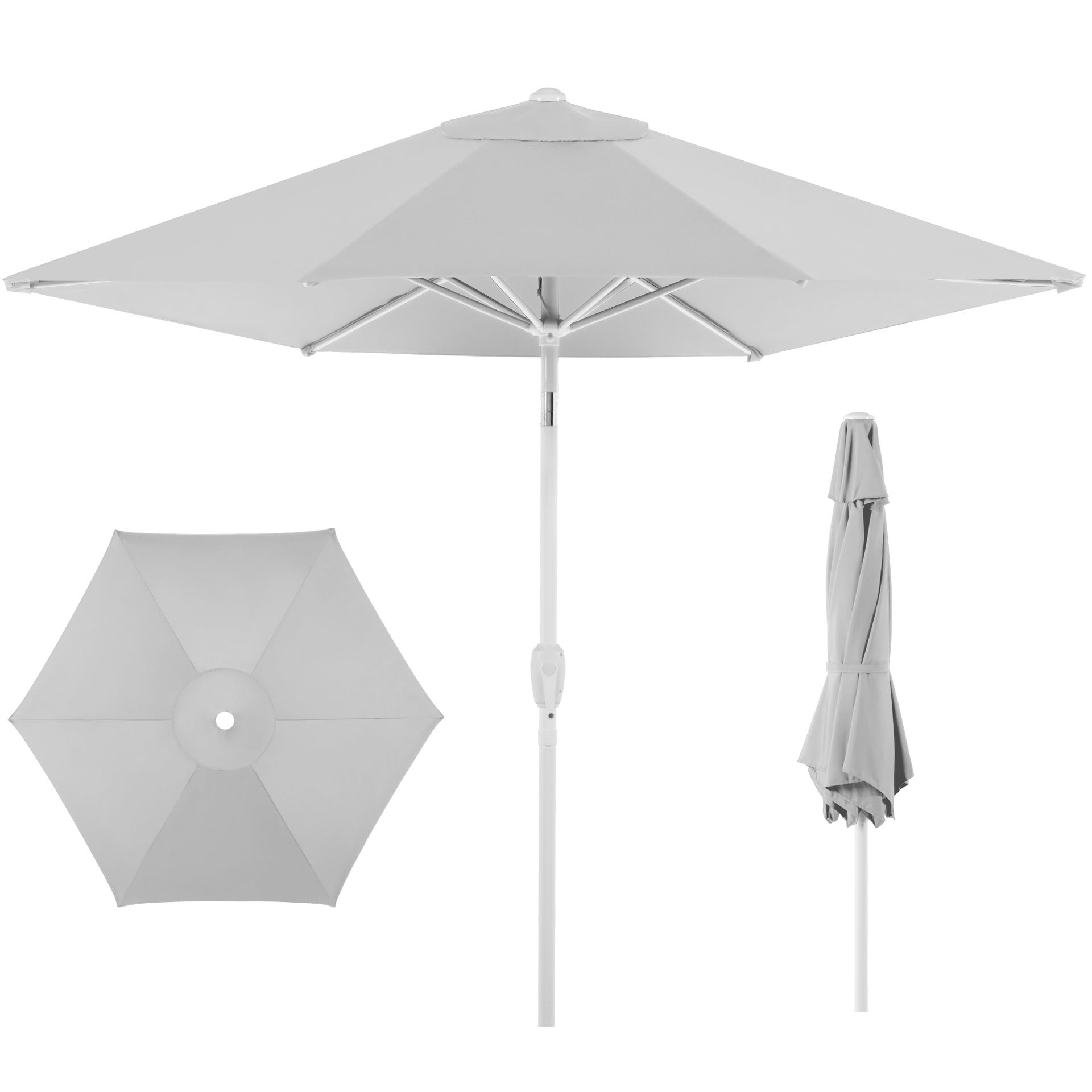7.5ft Patio Market Umbrella with White Pole, Push Button Tilt and Cran – Best Choice Products