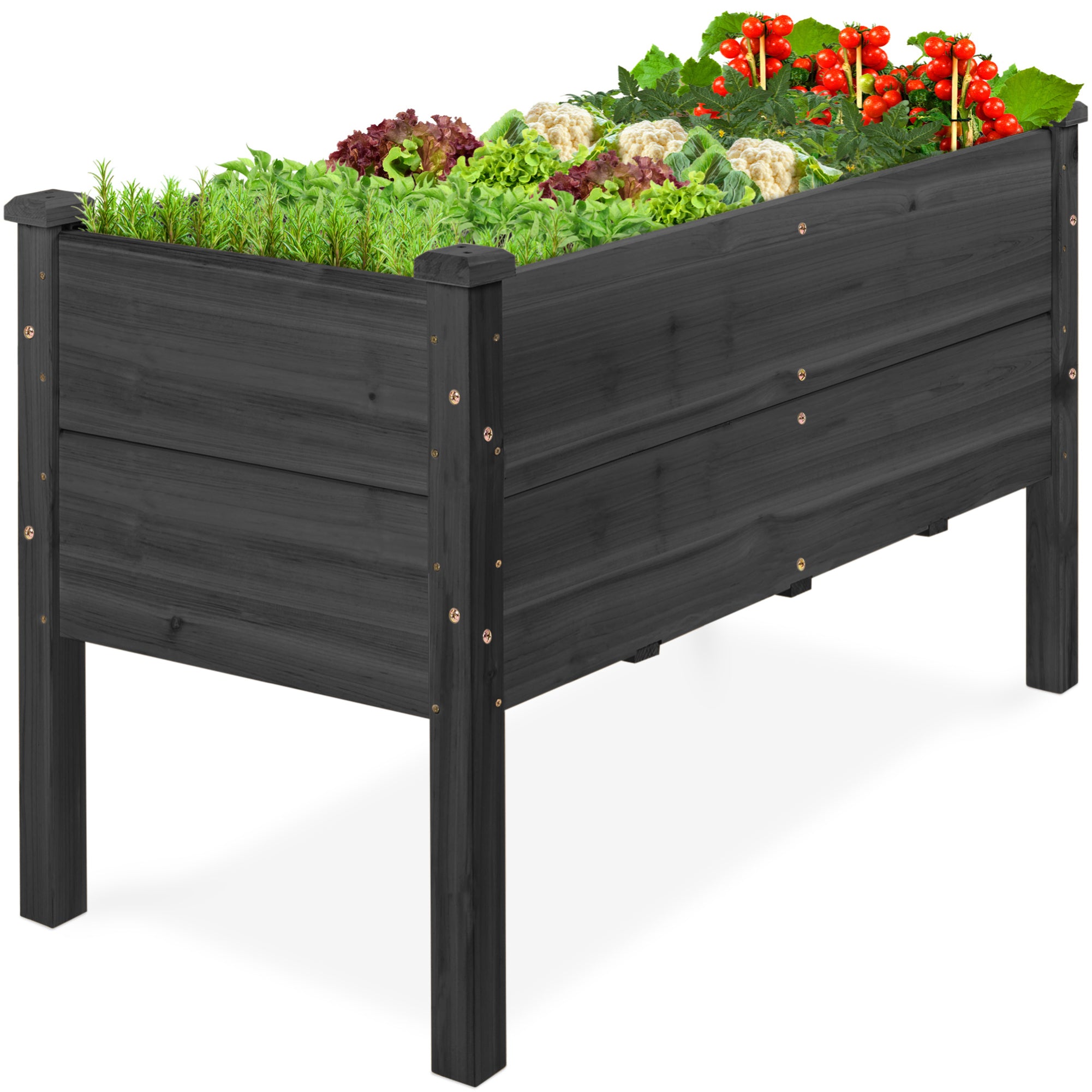 48" x 24" x 30" Raised Wooden Garden Bed w/16" Depth, Elevated Wood Planter