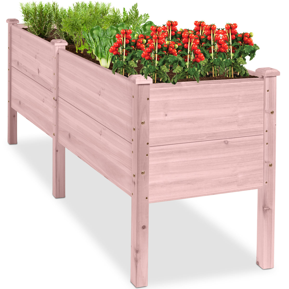72" x 24" x 30" Raised Wooden Garden Bed w/16" Depth, Elevated Wood Planter