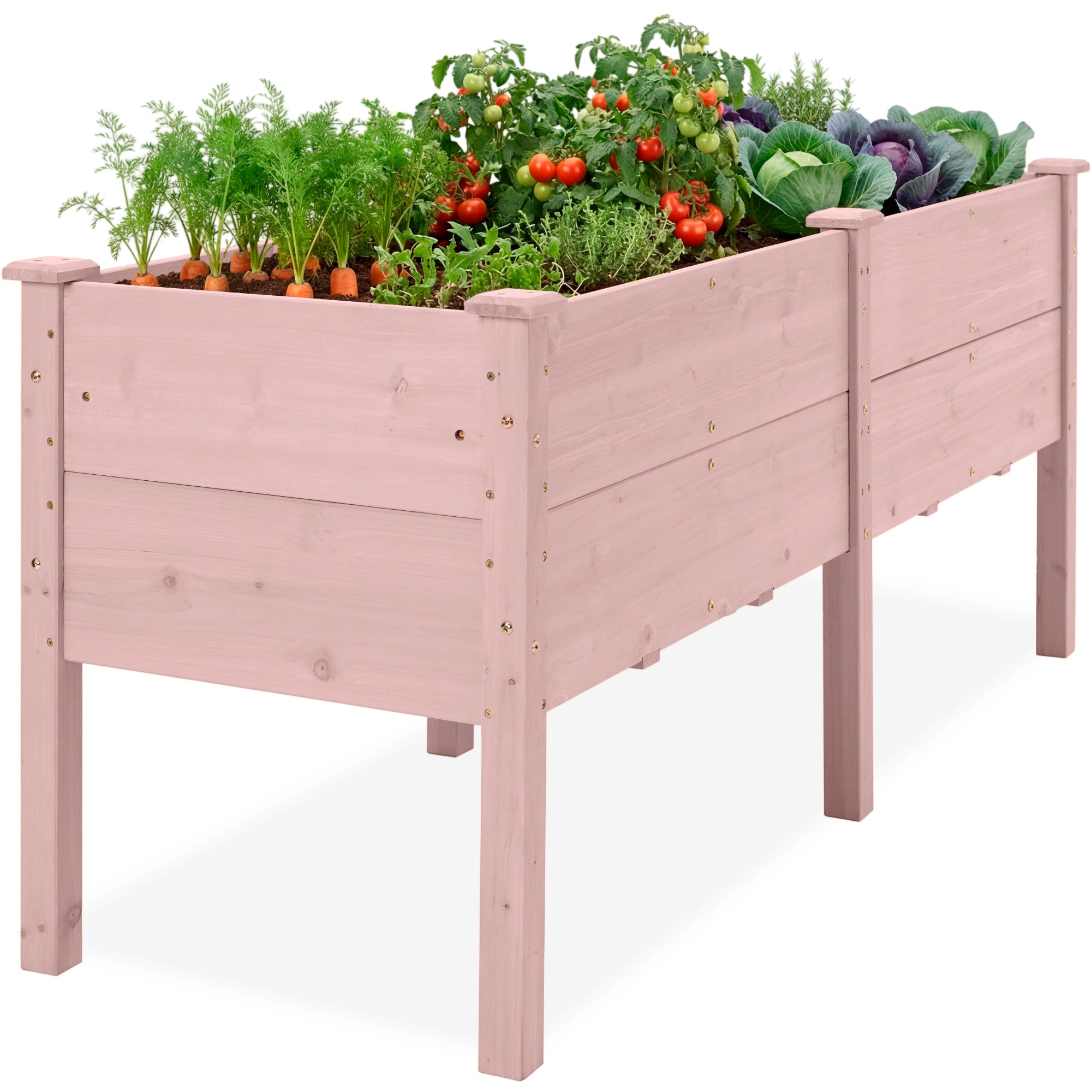 72" x 24" x 30" Raised Wooden Garden Bed w/16" Depth, Elevated Wood Planter