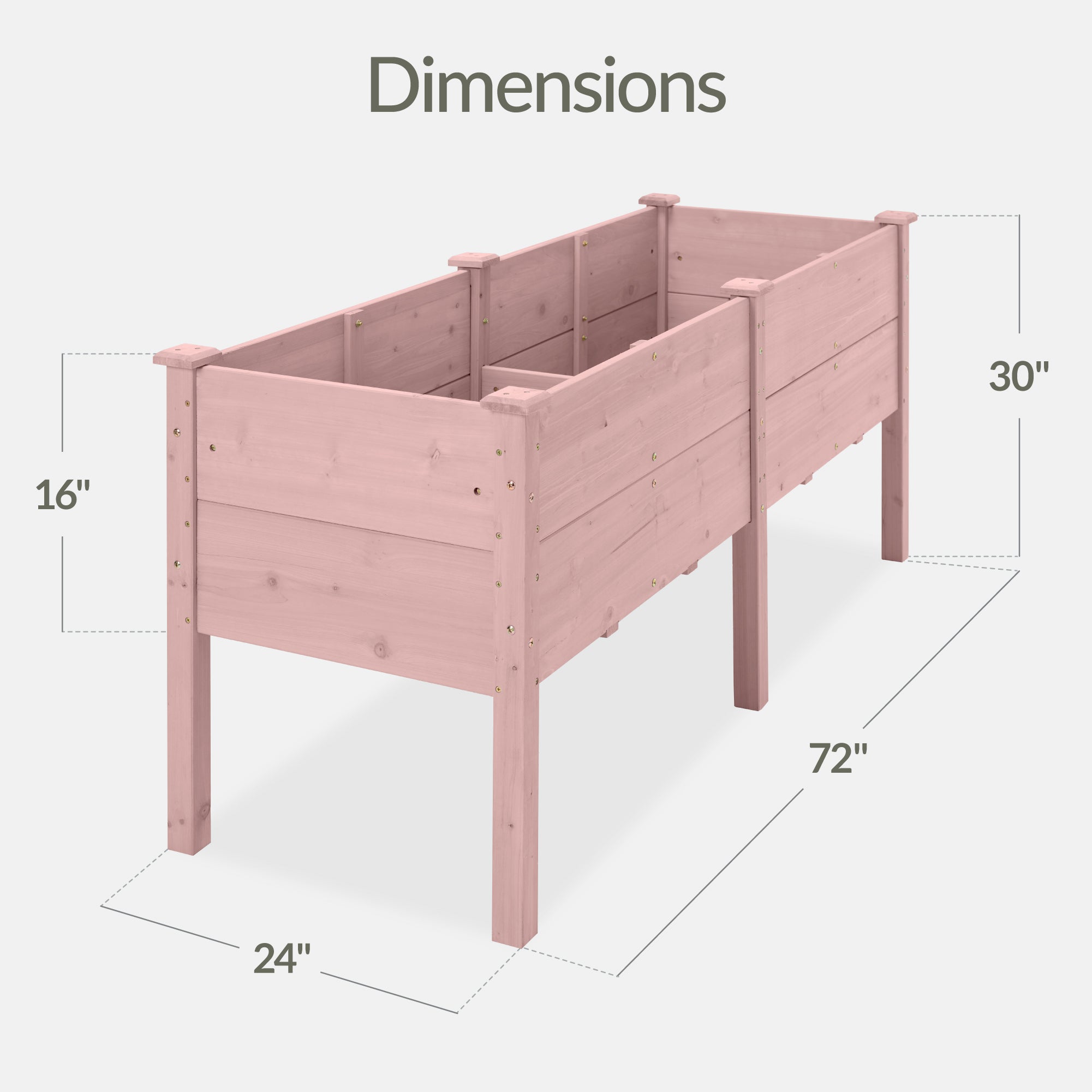 72" x 24" x 30" Raised Wooden Garden Bed w/16" Depth, Elevated Wood Planter