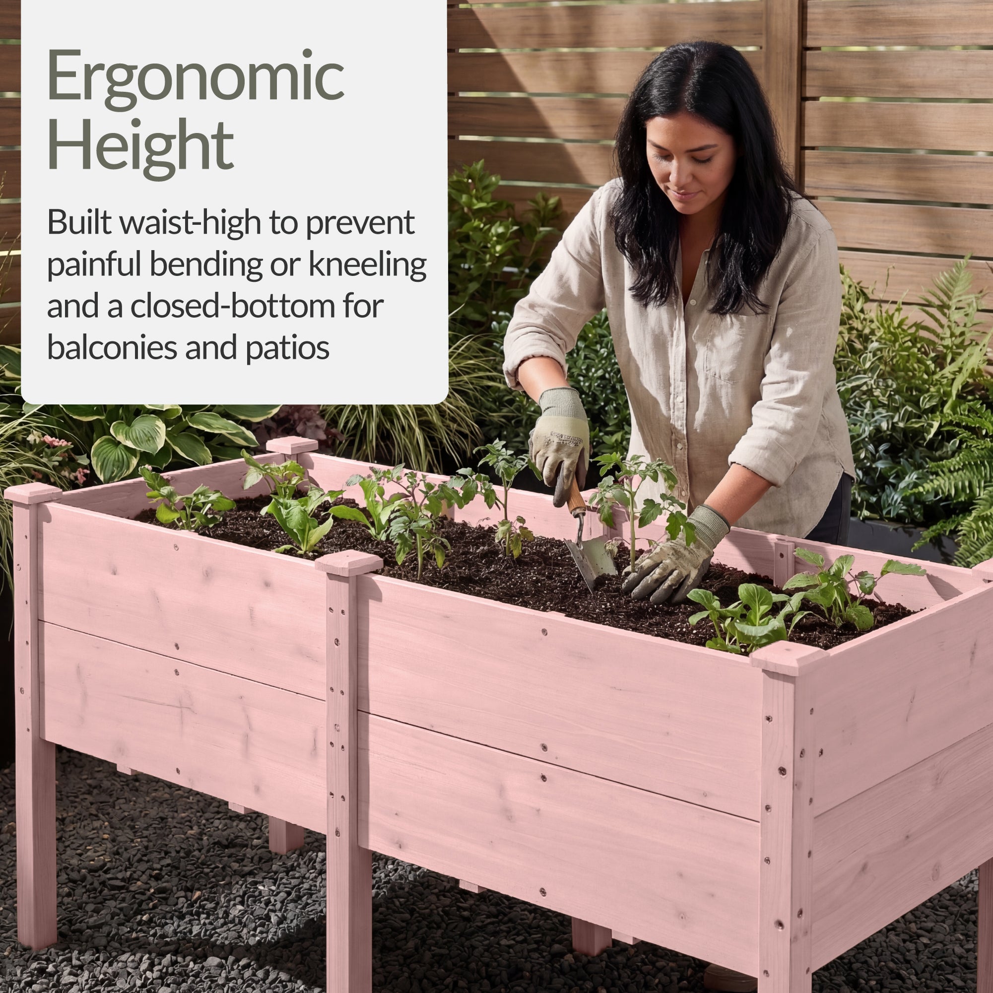 72" x 24" x 30" Raised Wooden Garden Bed w/16" Depth, Elevated Wood Planter