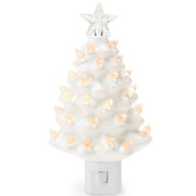 6.7in Ceramic Christmas Tree Nightlight Plug In Hand Painted Night Lamp