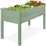 Raised Garden Bed, Scalloped Elevated Wooden Planter Box - 48x24x30in