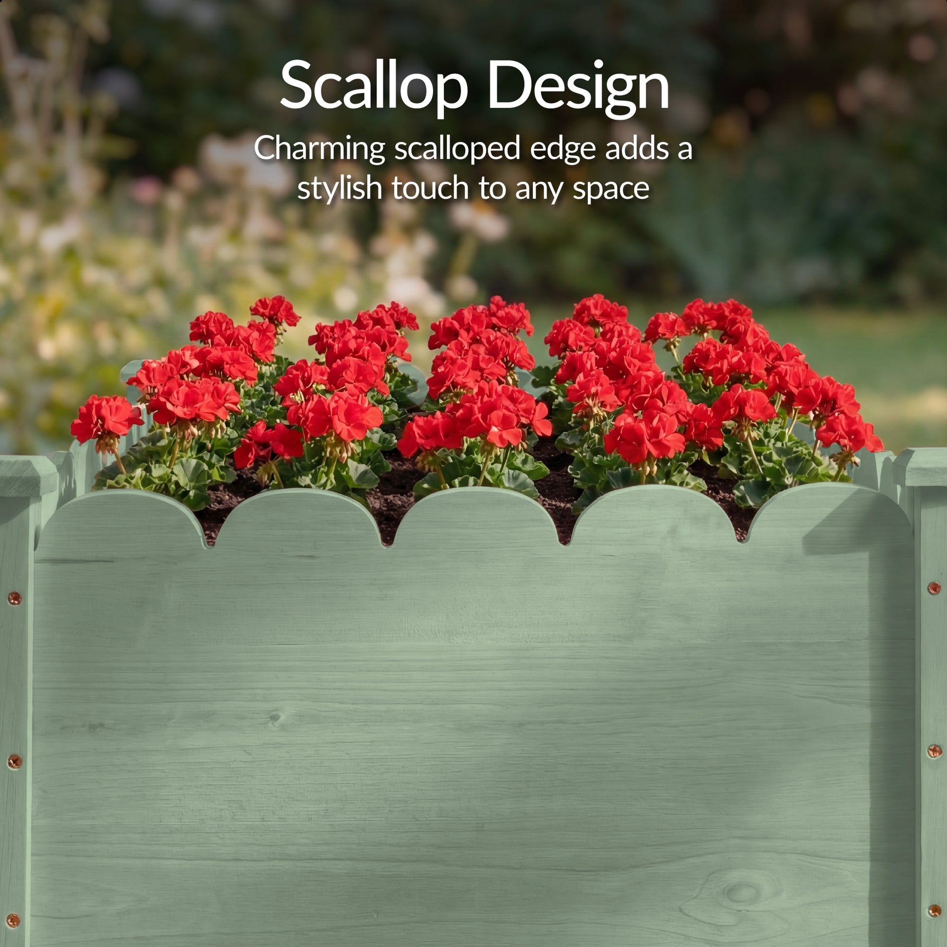 scalloped edge planter pot Raised Garden Bed, Scalloped Elevated Wooden Planter Box