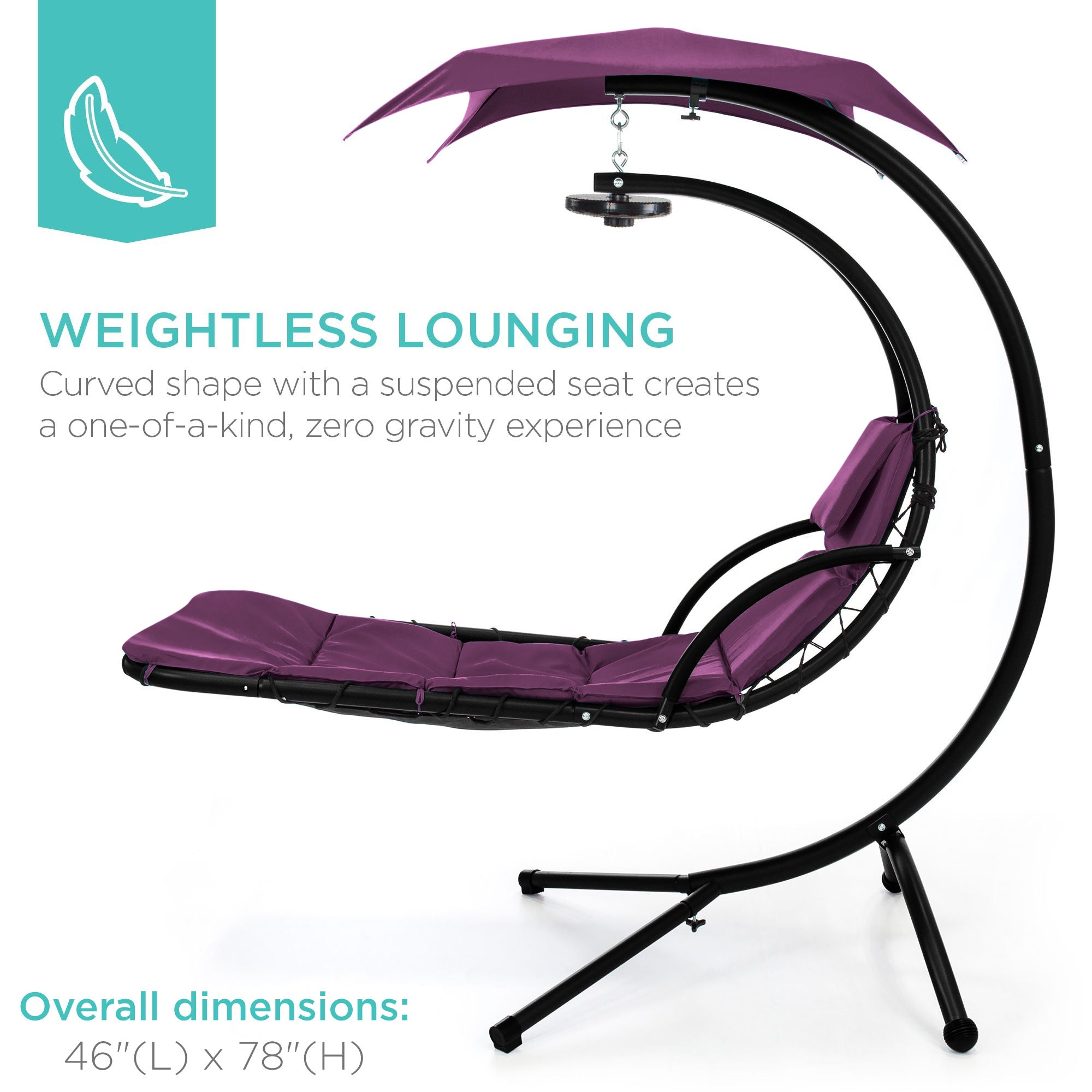 Best Choice Products Hanging Chaise Lounge Chair - Thumbnail 4