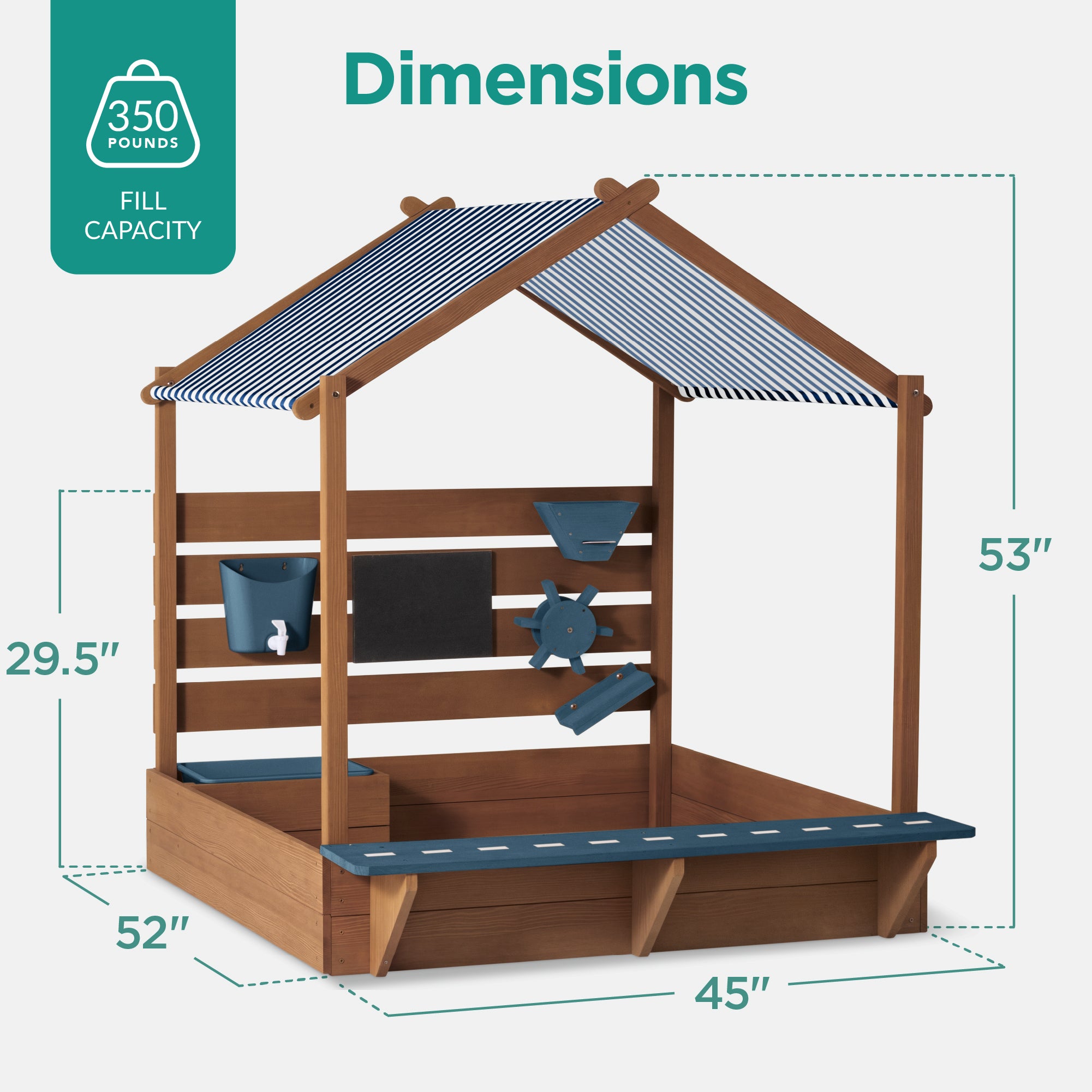 Deluxe Wooden Sandbox with Canopy & Water Table for Kids